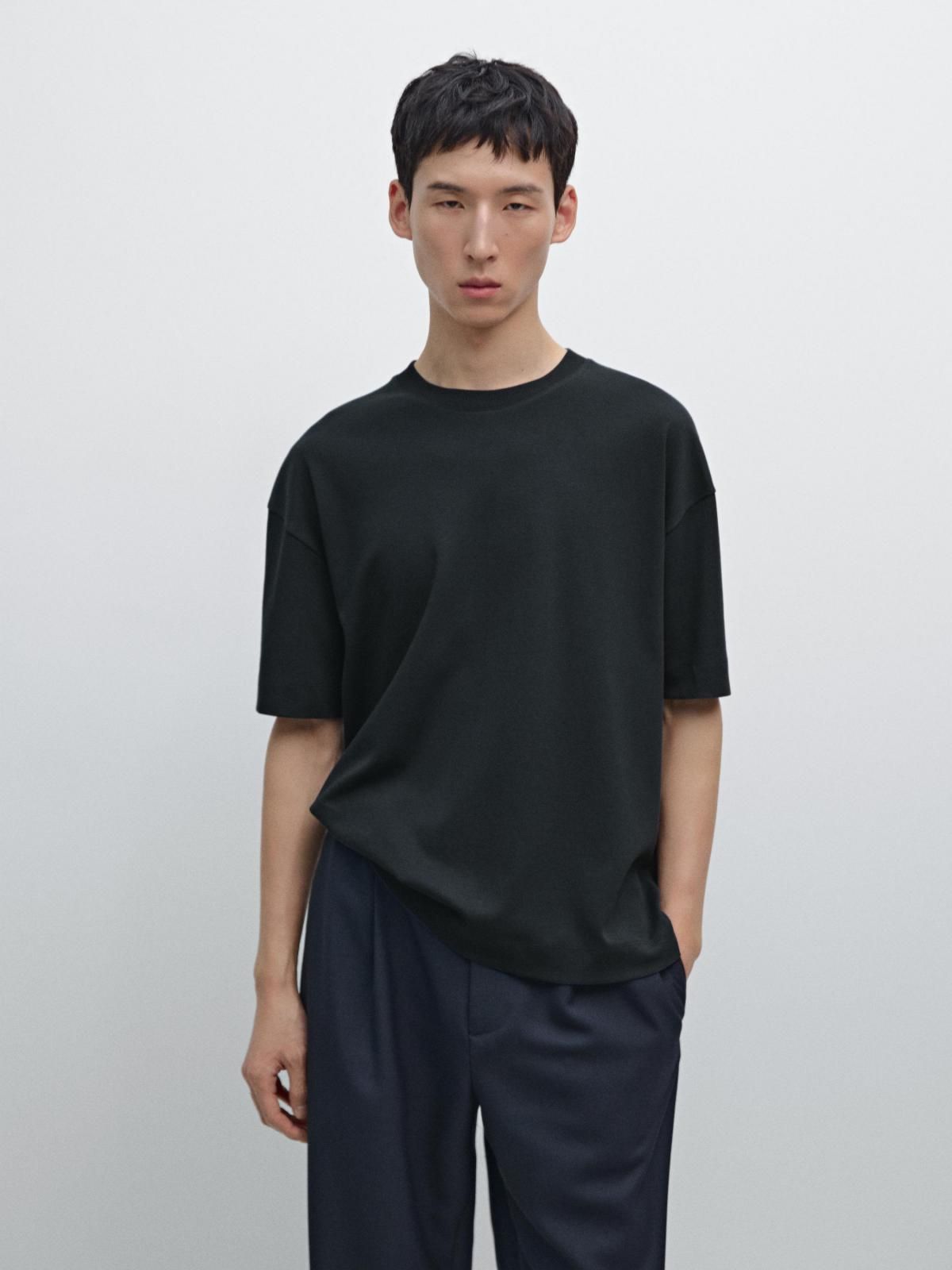 마시모두띠 미니멀 박시핏 코튼 반팔 티셔츠 0517/700 NAVY BLUE - 상세 이미지 3