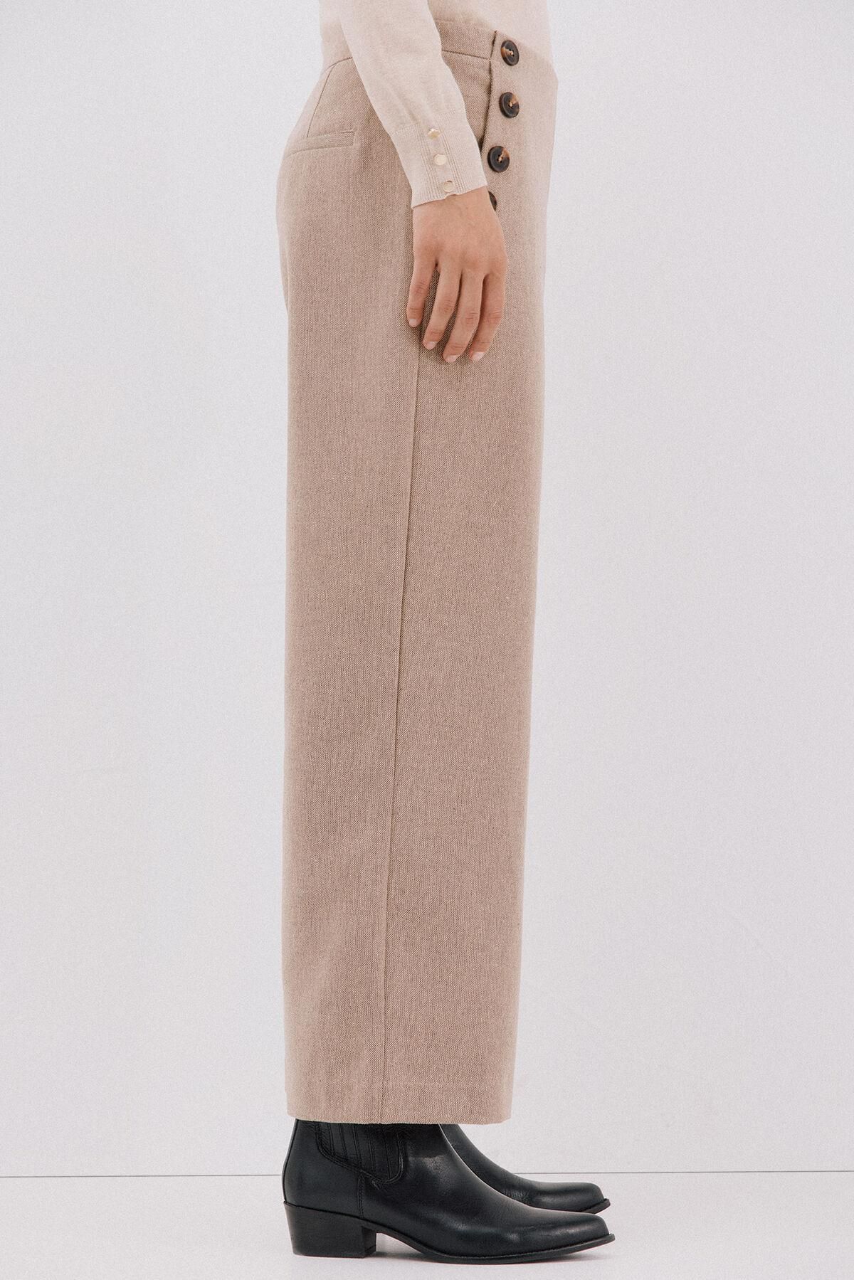 꼬르떼피엘 골드버튼 크롭 와이드 팬츠 8722336 ESTAMPADO BEIGE - 상세 이미지 3