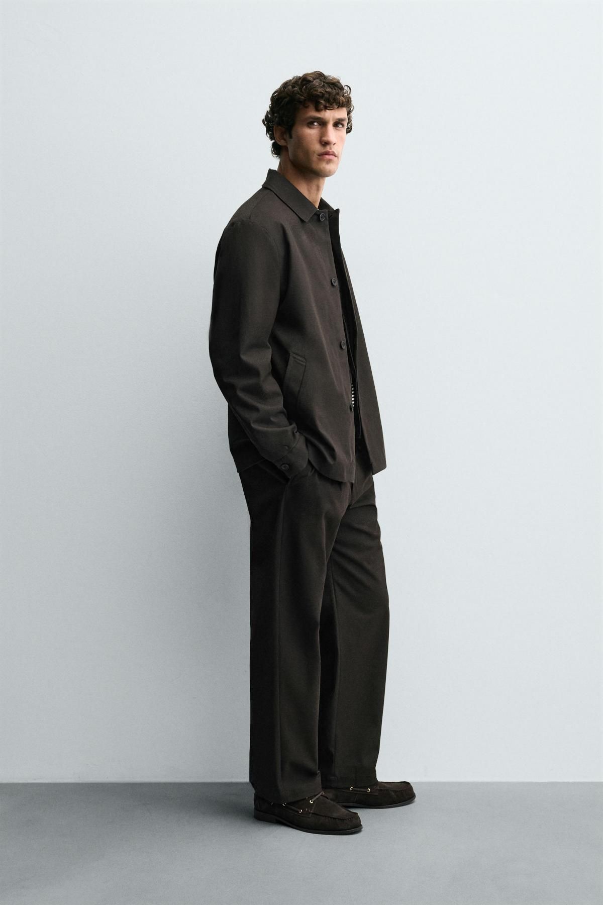자라 테크니컬 릴랙스핏 트윌 오버셔츠 6747/816 DARK BROWN - 상세 이미지 5