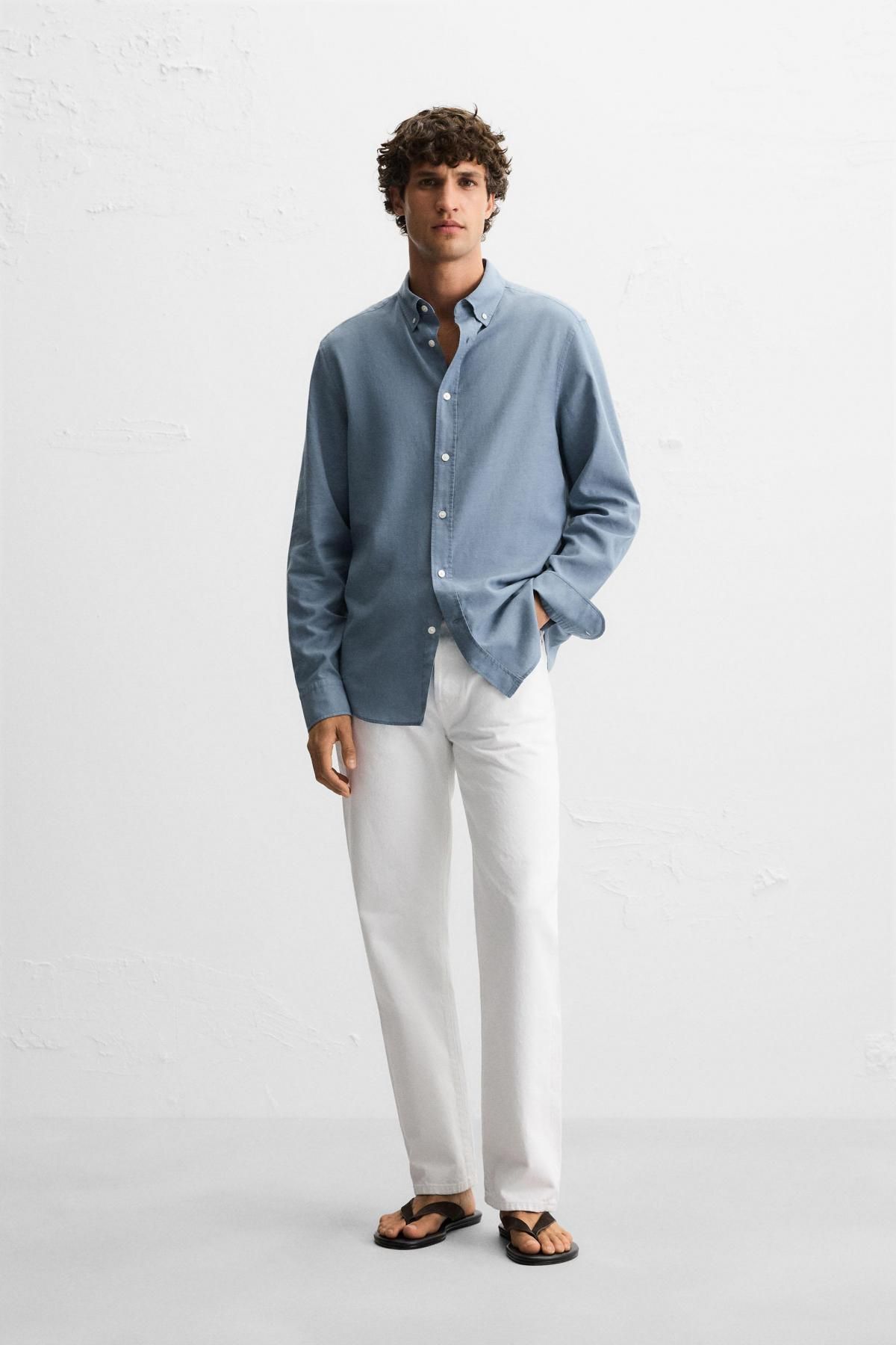 자라 스카이블루 릴렉스핏 긴팔 셔츠 5669/776 DUSTY BLUE - 상세 이미지 2