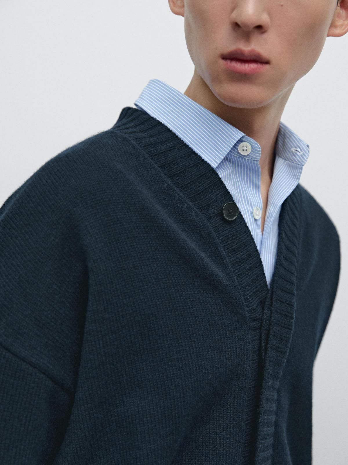 마시모두띠 클래식 울블렌드 브이넥 가디건 0973/700 NAVY BLUE - 상세 이미지 5