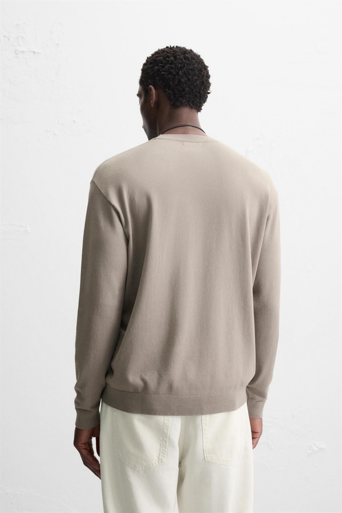 자라 텍스처 비스코스 혼방 라운드 스웨터 2621/301 TAUPE GREY - 상세 이미지 4