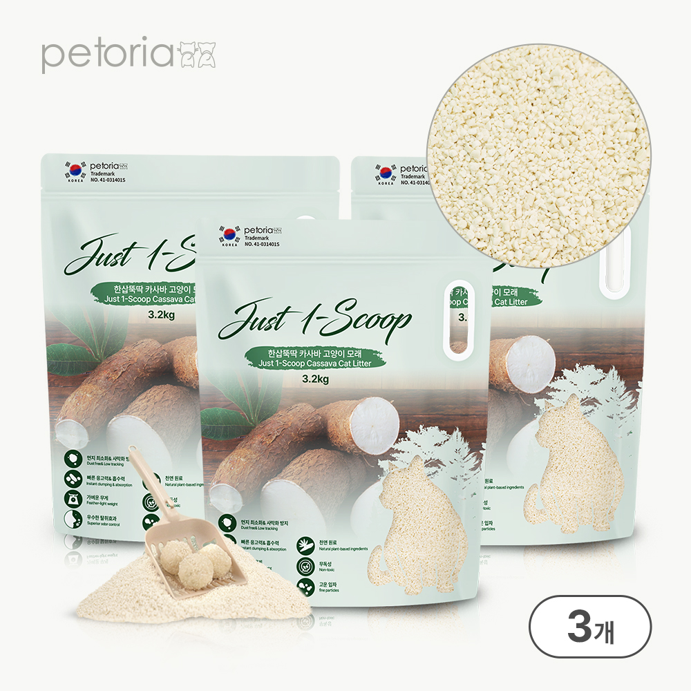 [강아지의날]펫토리아 한삽뚝딱 카사바 고양이모래 무향 3.2kg, 3개 제품 이미지
