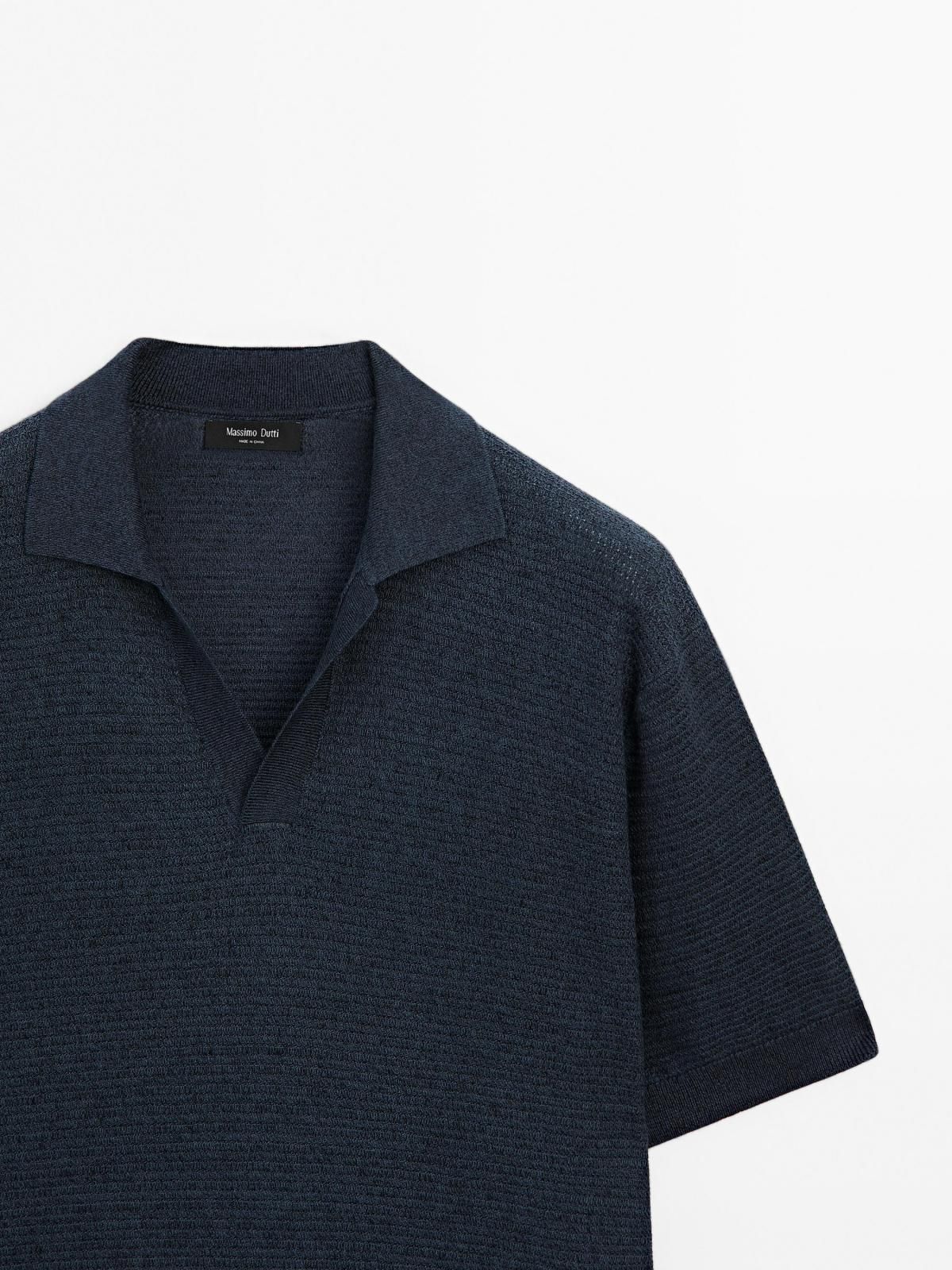 마시모두띠 프리미엄 린넨 코튼 니트 반팔 폴로셔츠 0999/203 NAVY BLUE - 상세 이미지 5