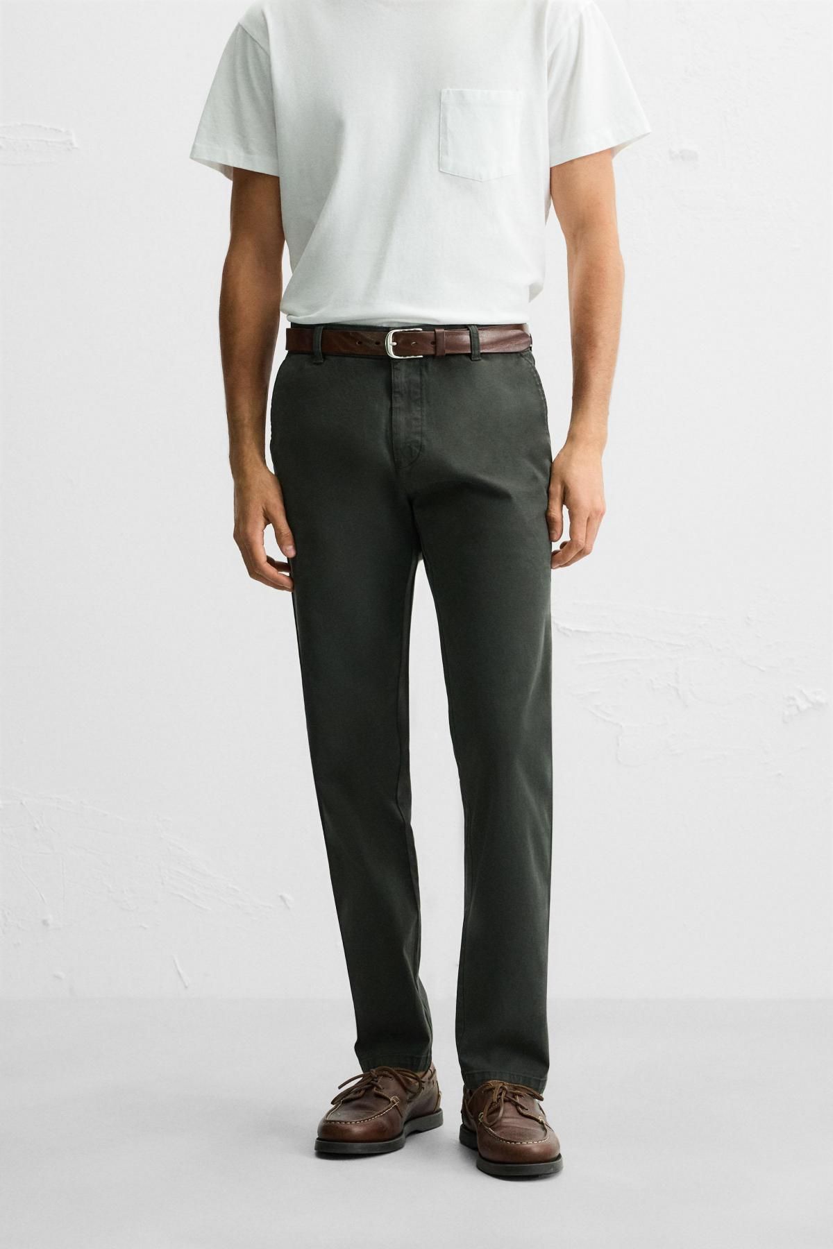 자라 스키니핏 치노팬츠 6786/370 DARK BOTTLE GREEN - 상세 이미지 3
