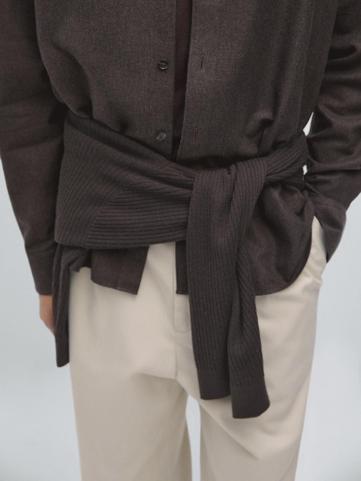 마시모두띠 미니멀 체크 텍스처 멜란지 레귤러핏 긴팔 셔츠 1803/298 BROWN - 상세 이미지 5
