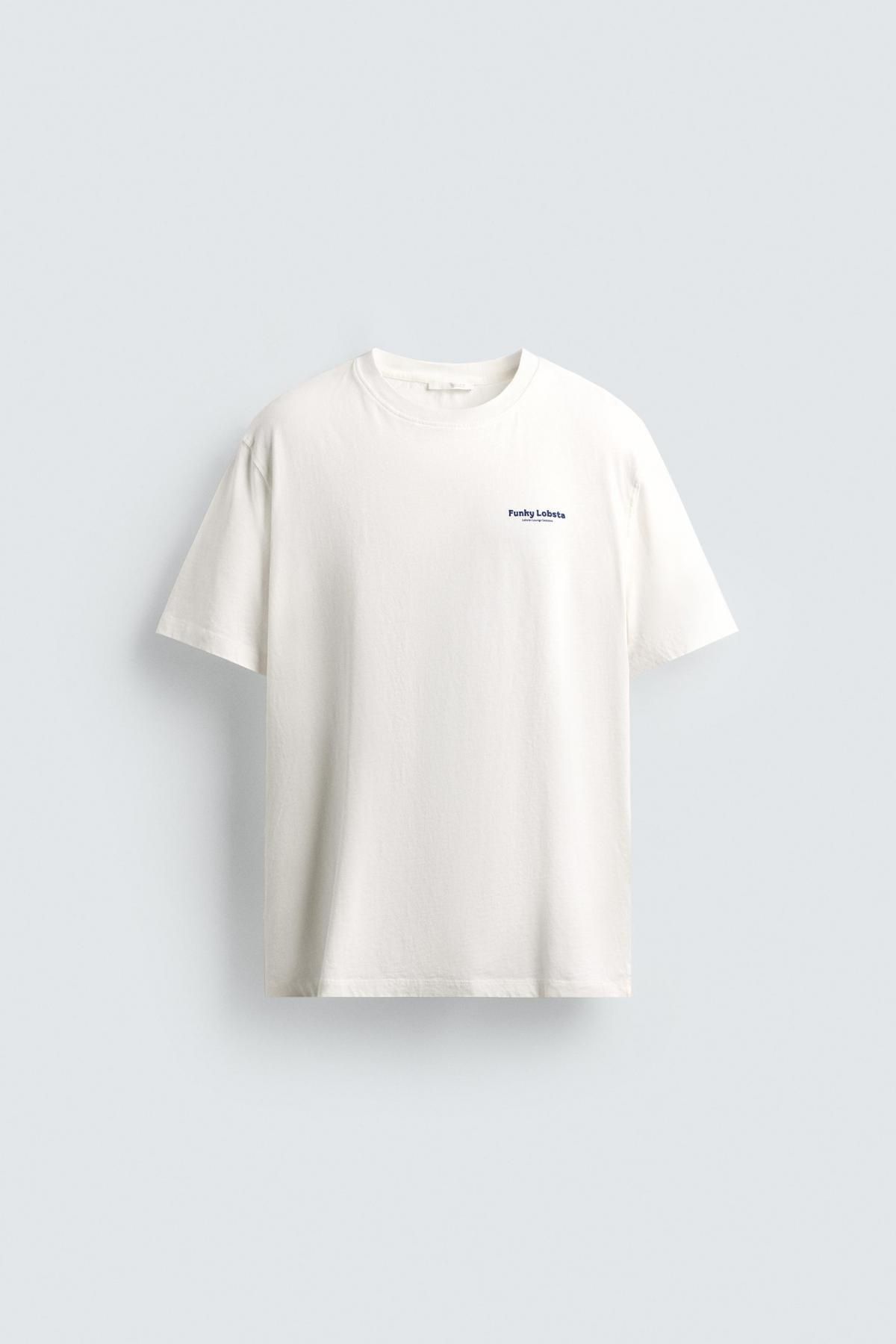 자라 화이트 레귤러핏 라운드 반팔 티셔츠 6224/360 OYSTER-WHITE - 메인 이미지
