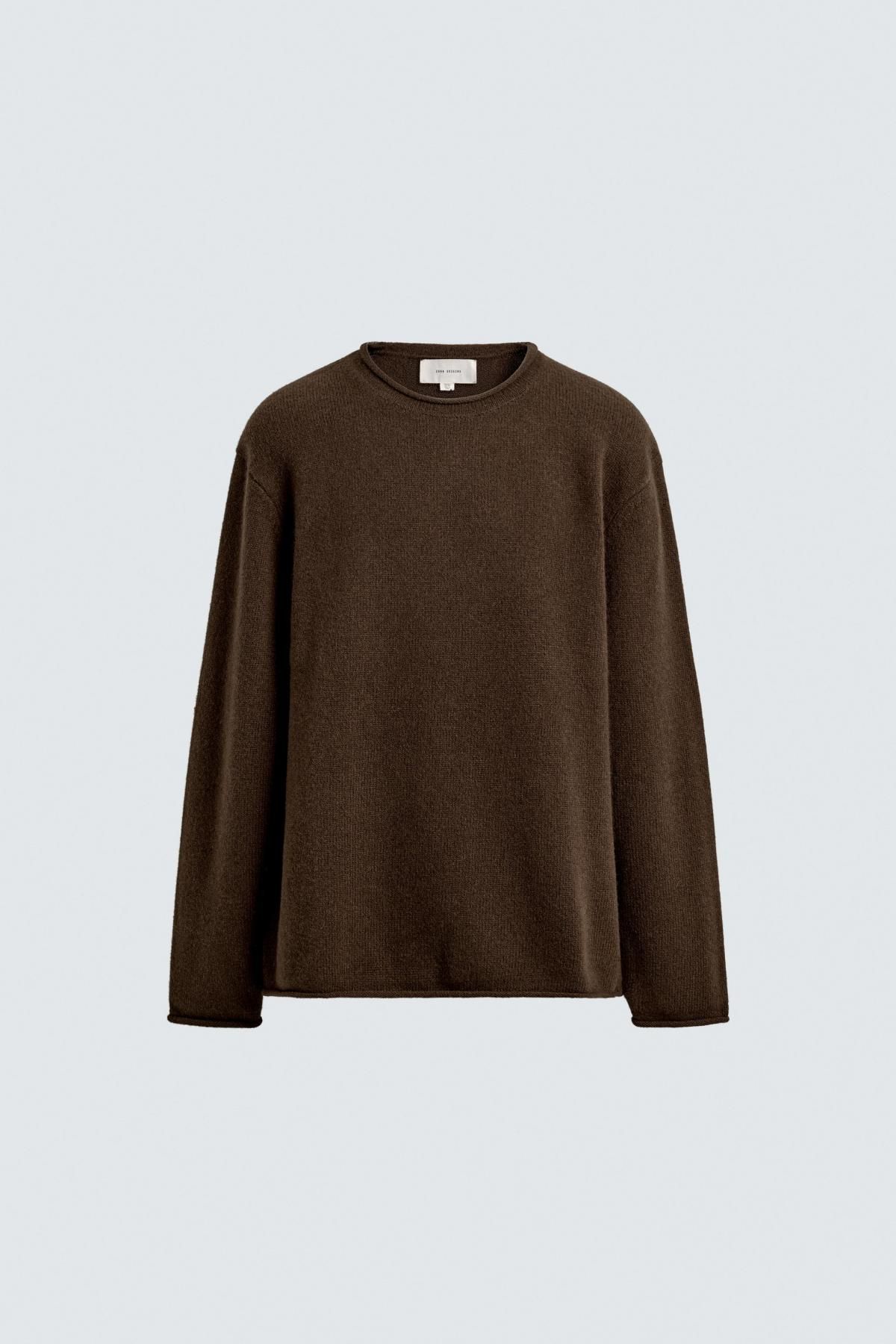 자라 프리미엄 울 라운드니트 롤엣지 브라운 2893/349 BROWN - 메인 이미지
