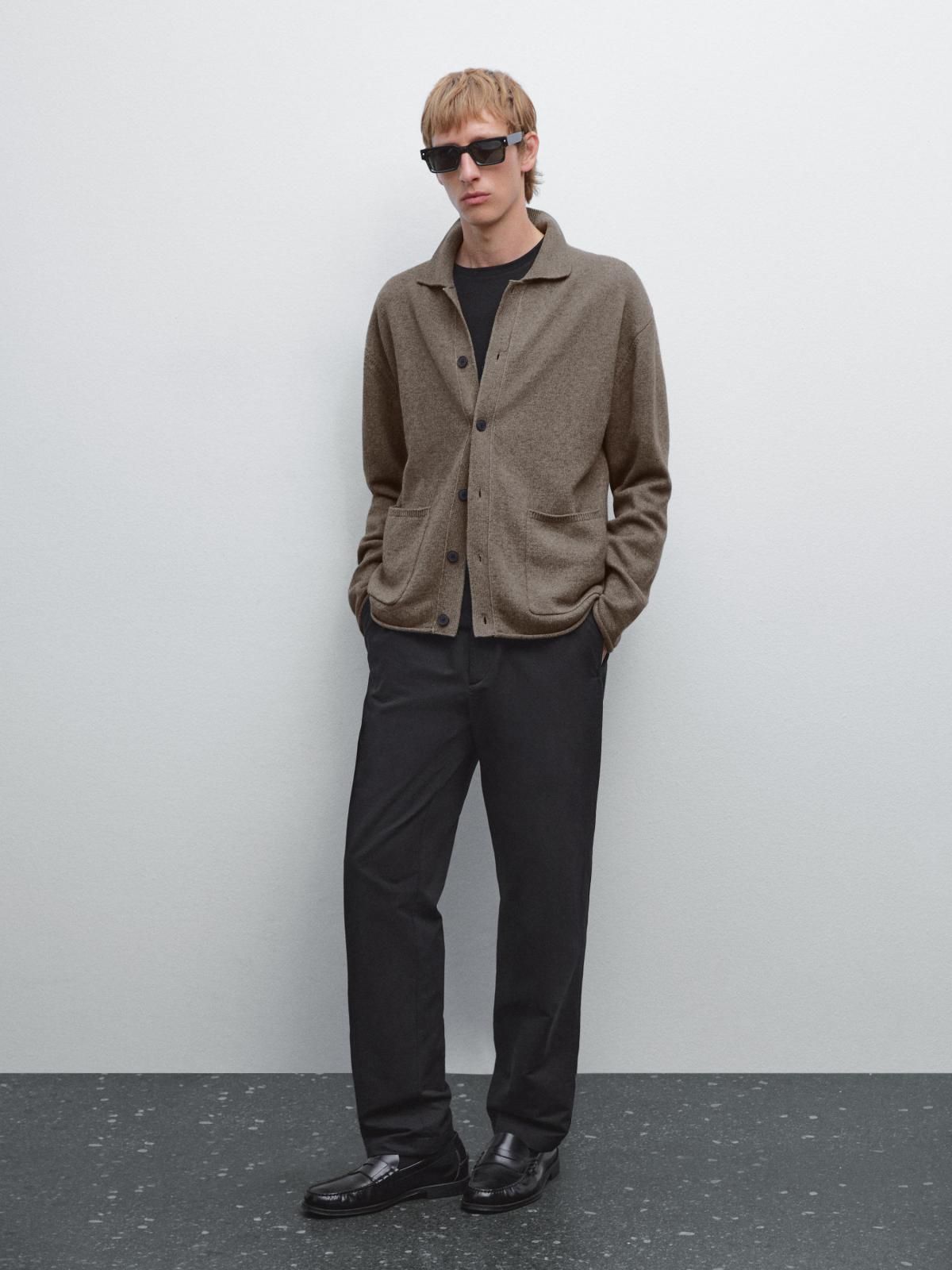 마시모두띠 코튼블렌드 버튼업 포켓 폴로 니트 가디건 0961/395 DARK KHAKI - 상세 이미지 2