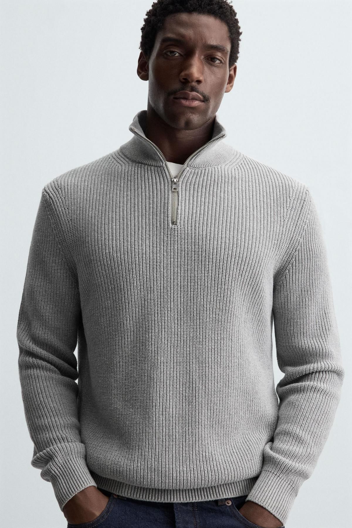 자라 하프집업 그레이 니트 스웨터 3284/400 GREY MARL 이미지 6