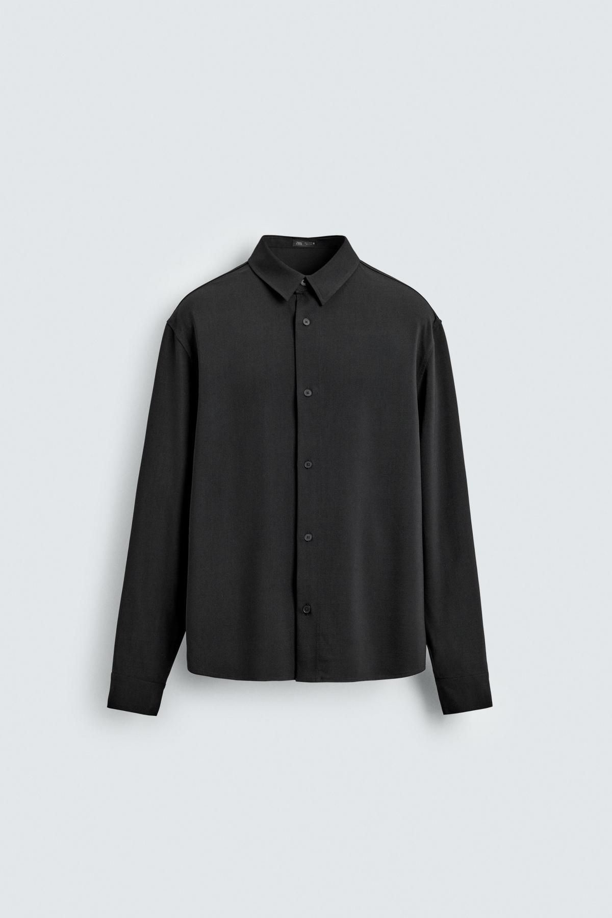 자라 미니멀 릴렉스핏 테크니컬 긴팔 셔츠 5854/120 BLACK - 메인 이미지