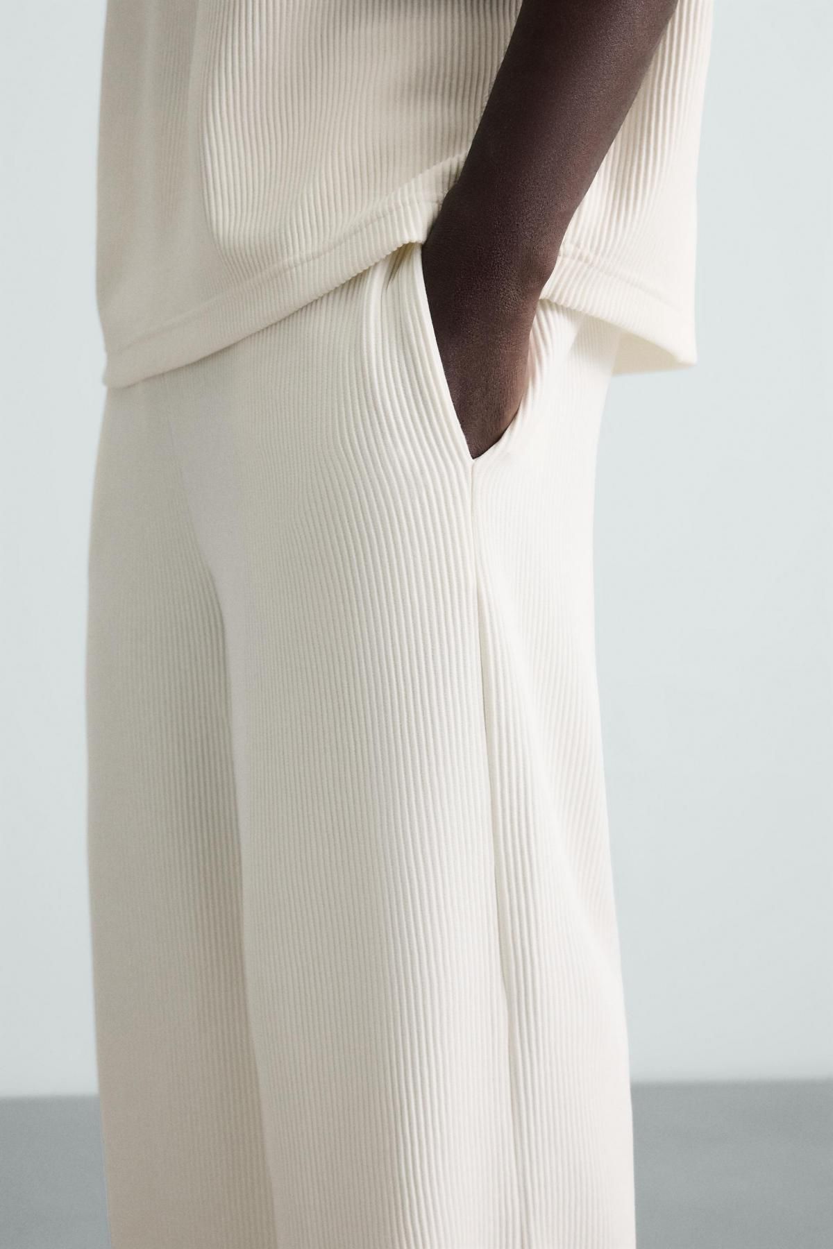 자라 버티컬 텍스처 미니멀 조거 팬츠 0761/398 OYSTER-WHITE - 상세 이미지 5