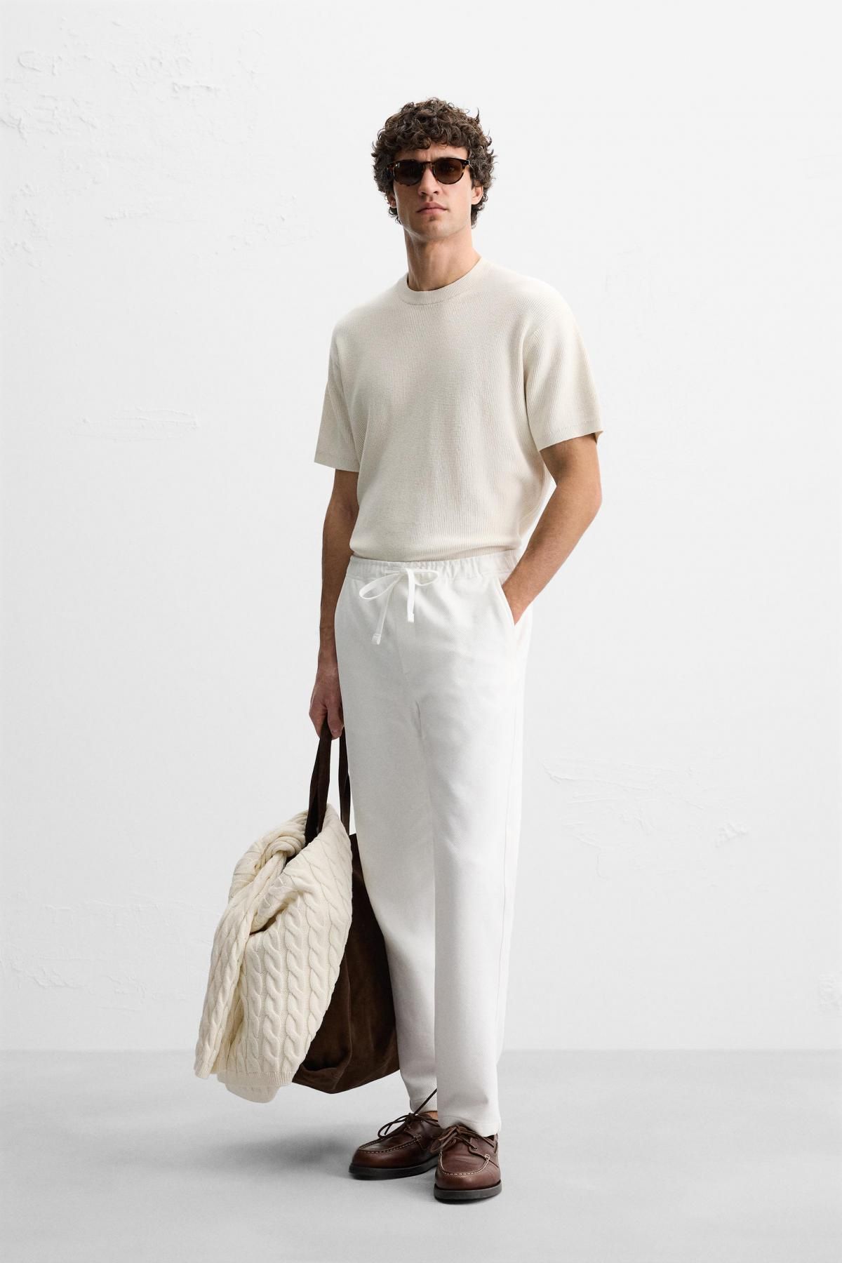 자라 컴포트핏 조거 웨이스트 팬츠 7484/303 OYSTER-WHITE - 상세 이미지 2
