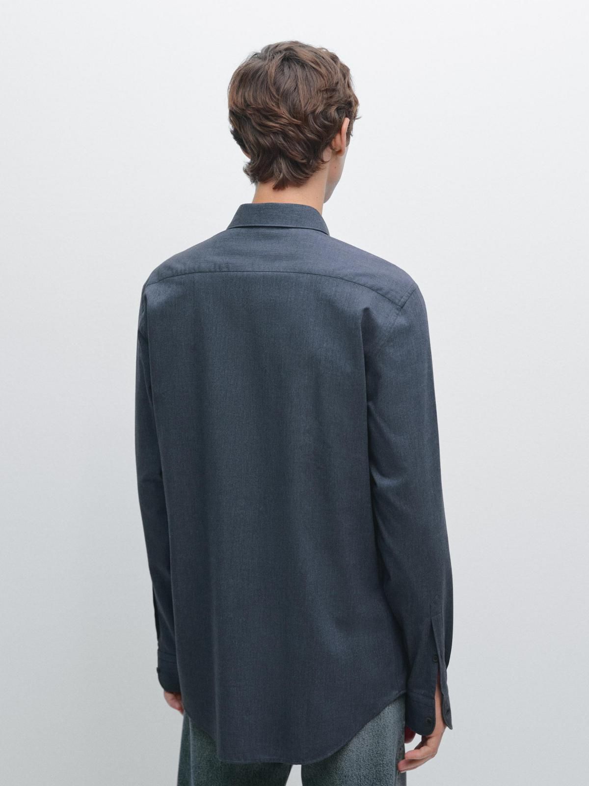마시모두띠 슬림핏 테크니컬 트윌 멜란지 긴팔 셔츠 1762/259 MEDIUM BLUE - 상세 이미지 4
