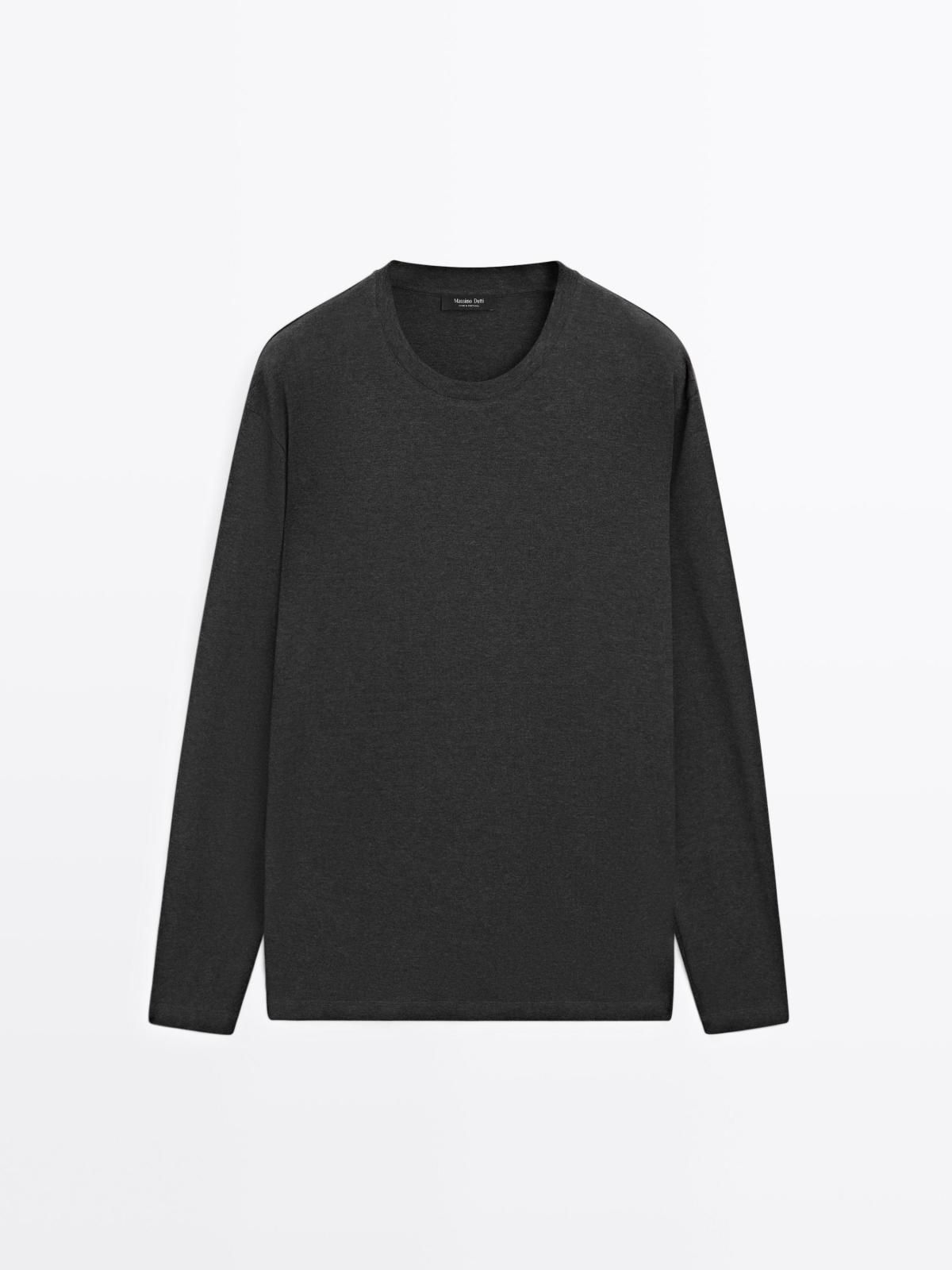 마시모두띠 미니멀 베이직 코튼 긴팔 티셔츠 0516/150 ANTHRACITE GREY - 상품 이미지