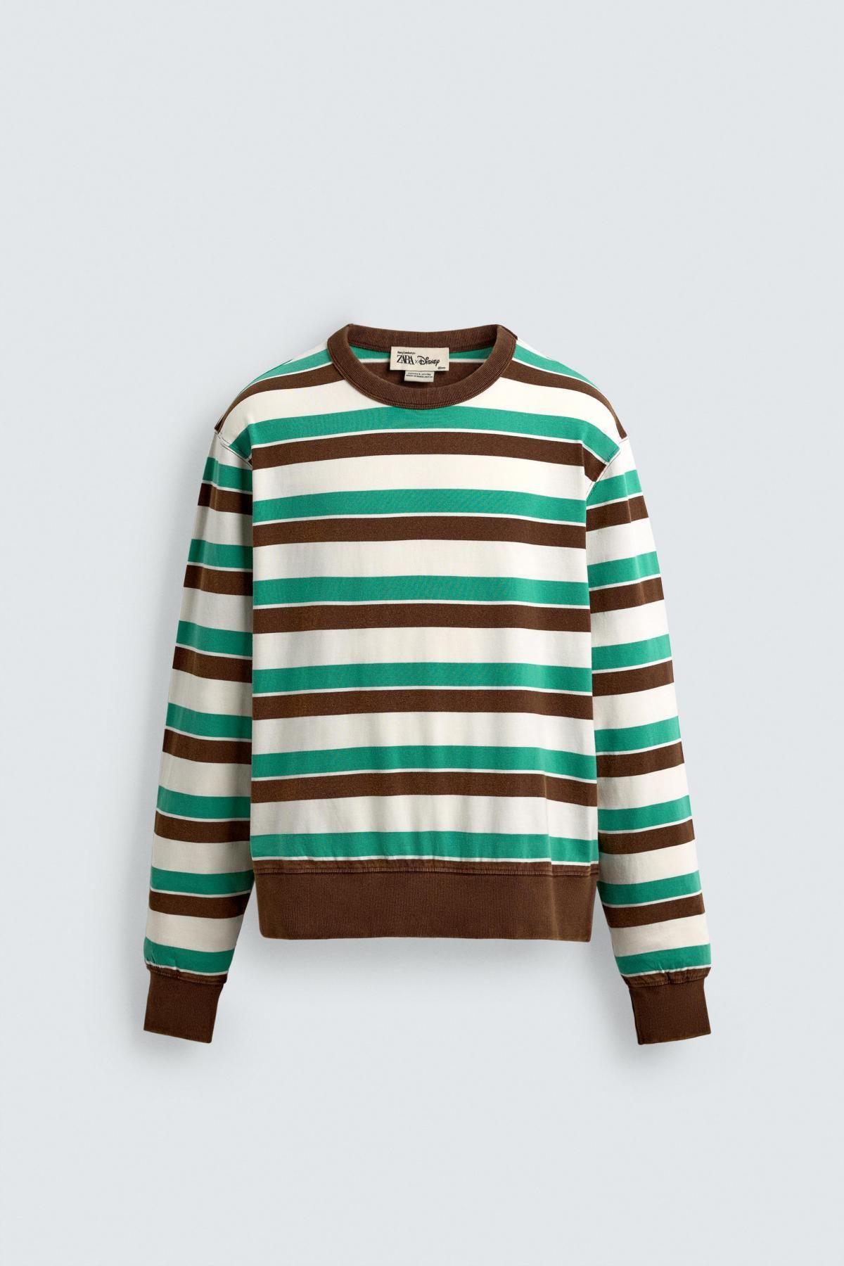 자라 스트라이프 코튼 긴팔 티셔츠 X 해리 램버트 디즈니 1887/302 BROWN / GREEN - 메인 이미지