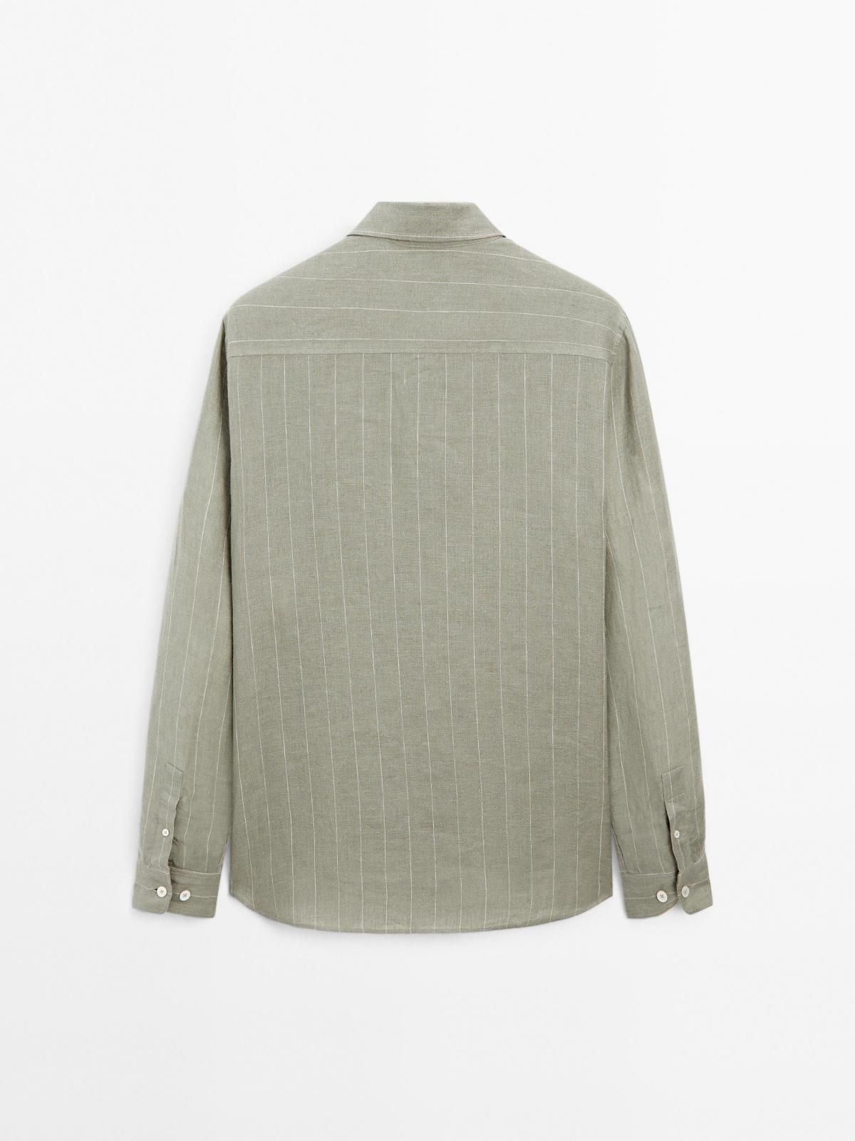 마시모두띠 리넨 스트라이프 레귤러핏 긴팔셔츠 1754/251 PALE GREEN - 상세 이미지 2