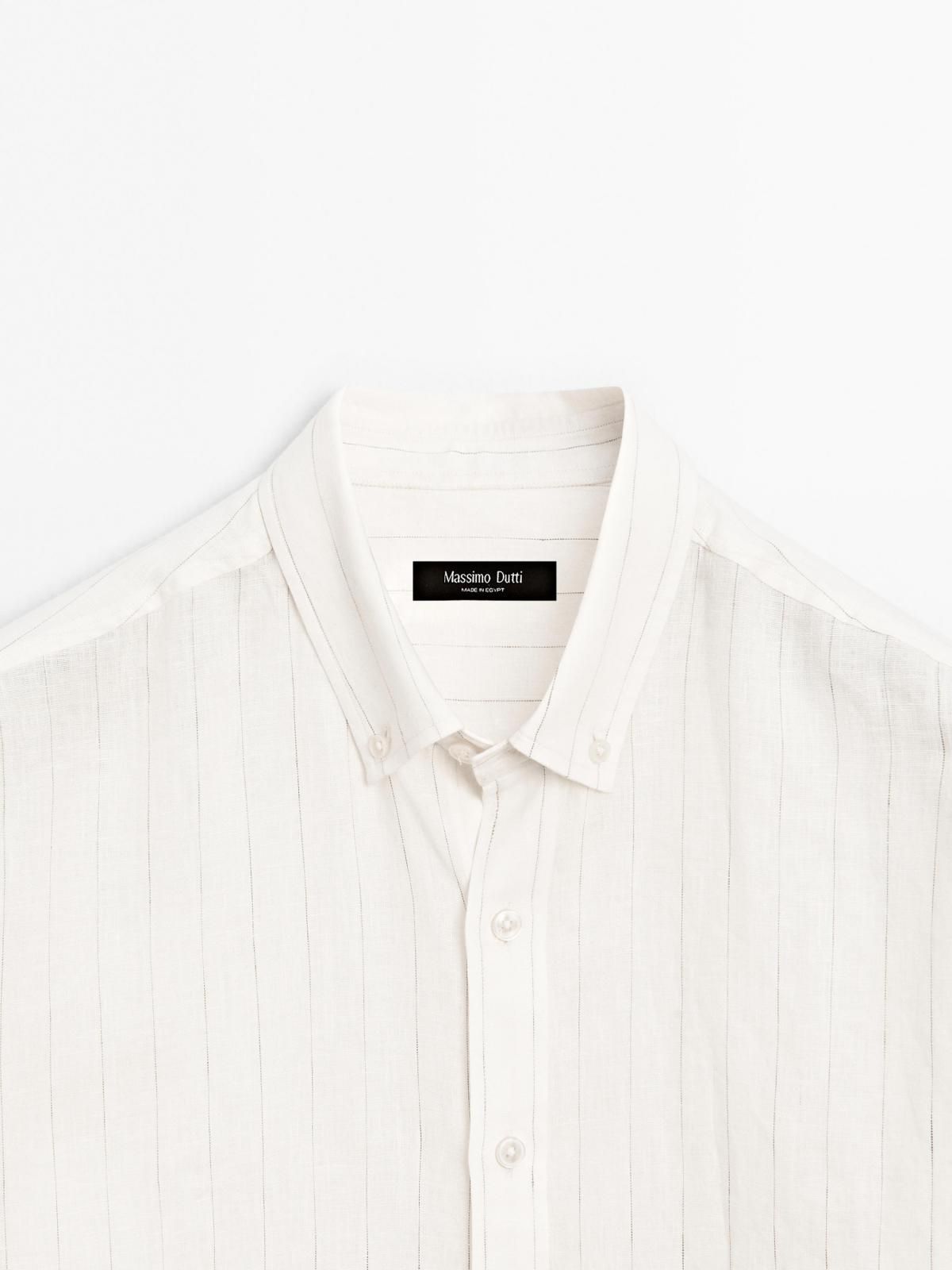 마시모두띠 리넨 스트라이프 레귤러핏 옥스포드 긴팔 셔츠 1803/277 WHITE - 상세 이미지 4