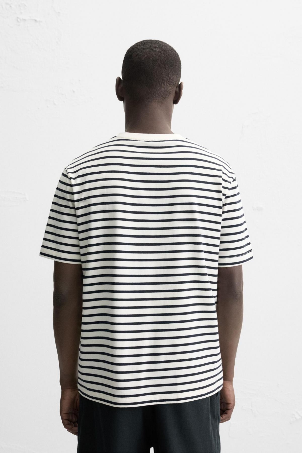 자라 스트라이프 베이직 미디엄 웨이트 반팔 티셔츠 1887/470 STRIPED - 상세 이미지 4