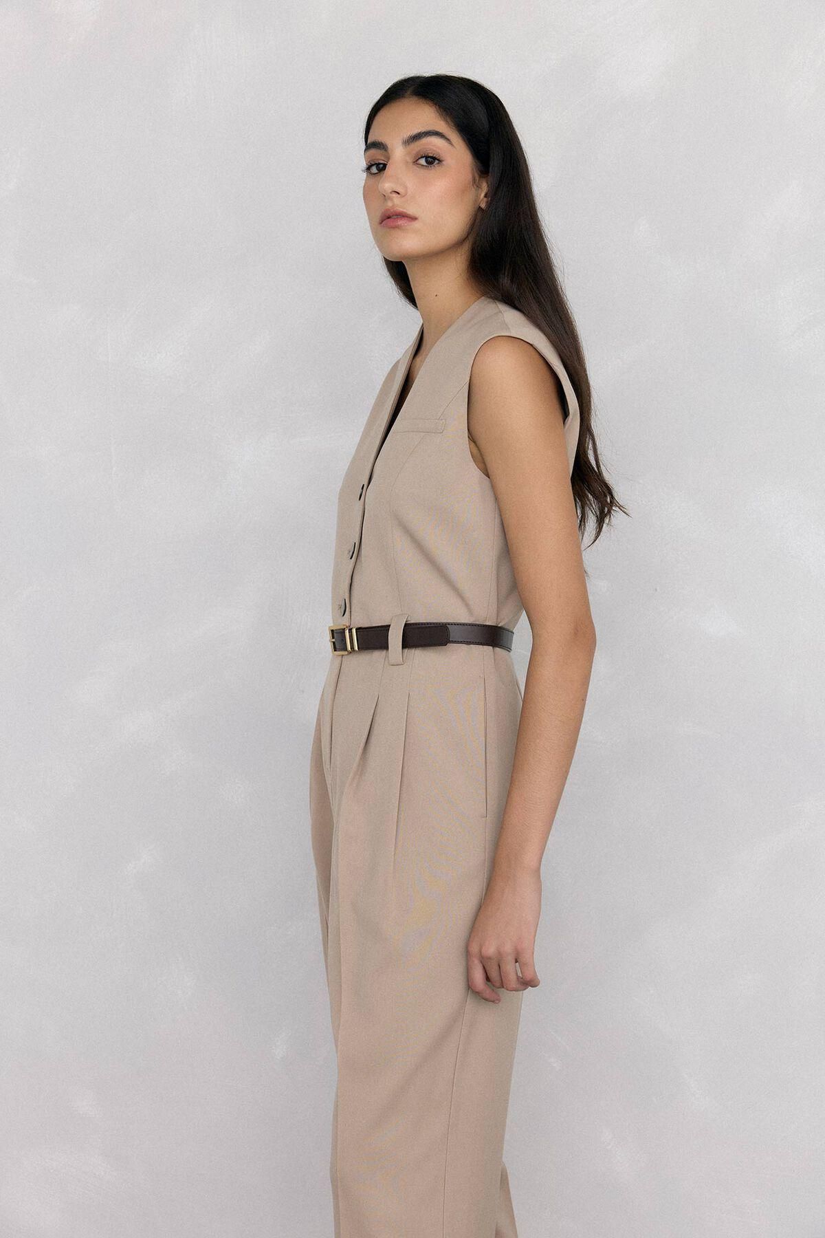 페드로 델 이에로 테일러드 벨트 점프수트 5892400 BEIGE - 상세 이미지 4