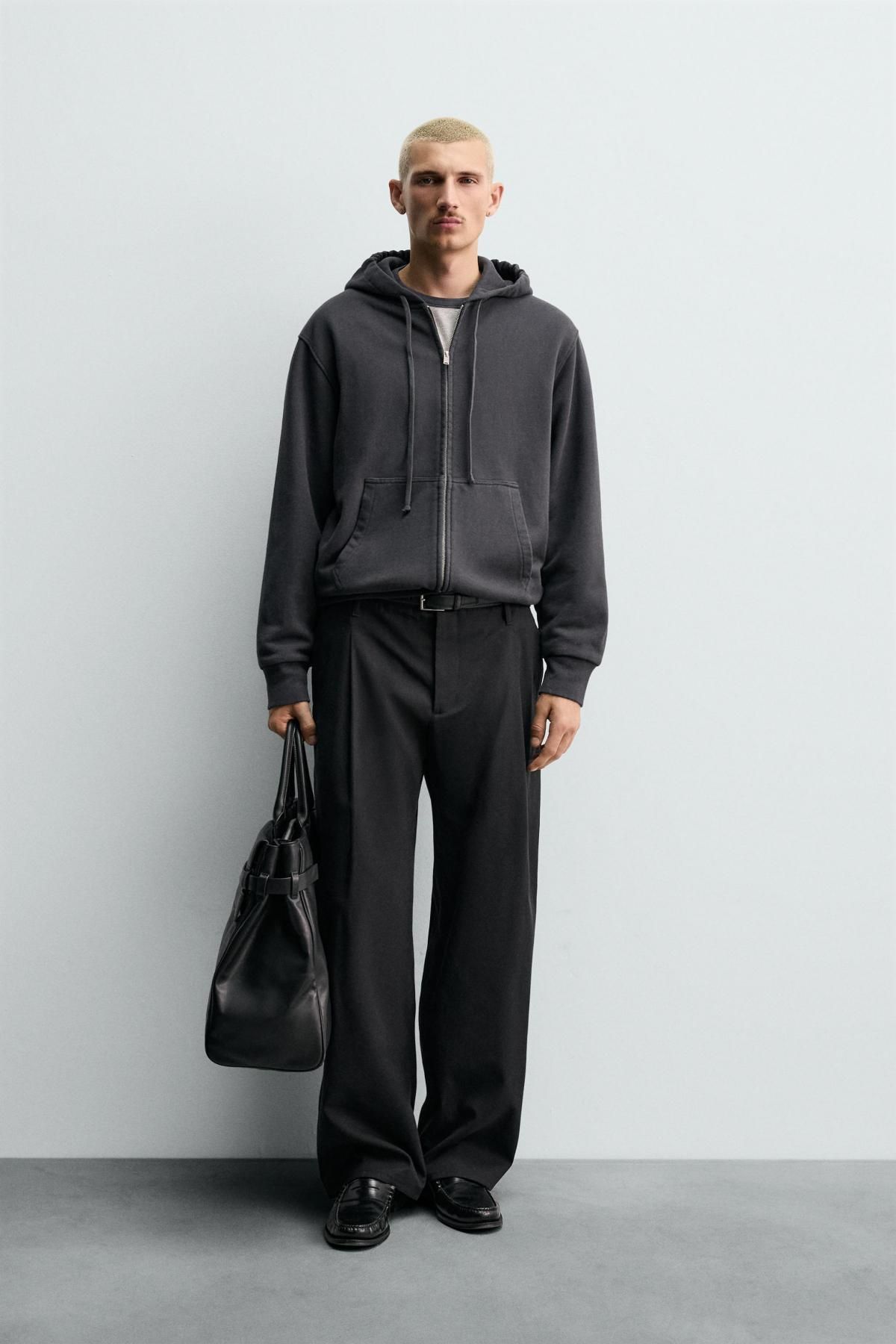 자라 릴랙스핏 블랙 집업 후드 스웨트셔츠 1501/332 DARK NAVY - 상세 이미지 2