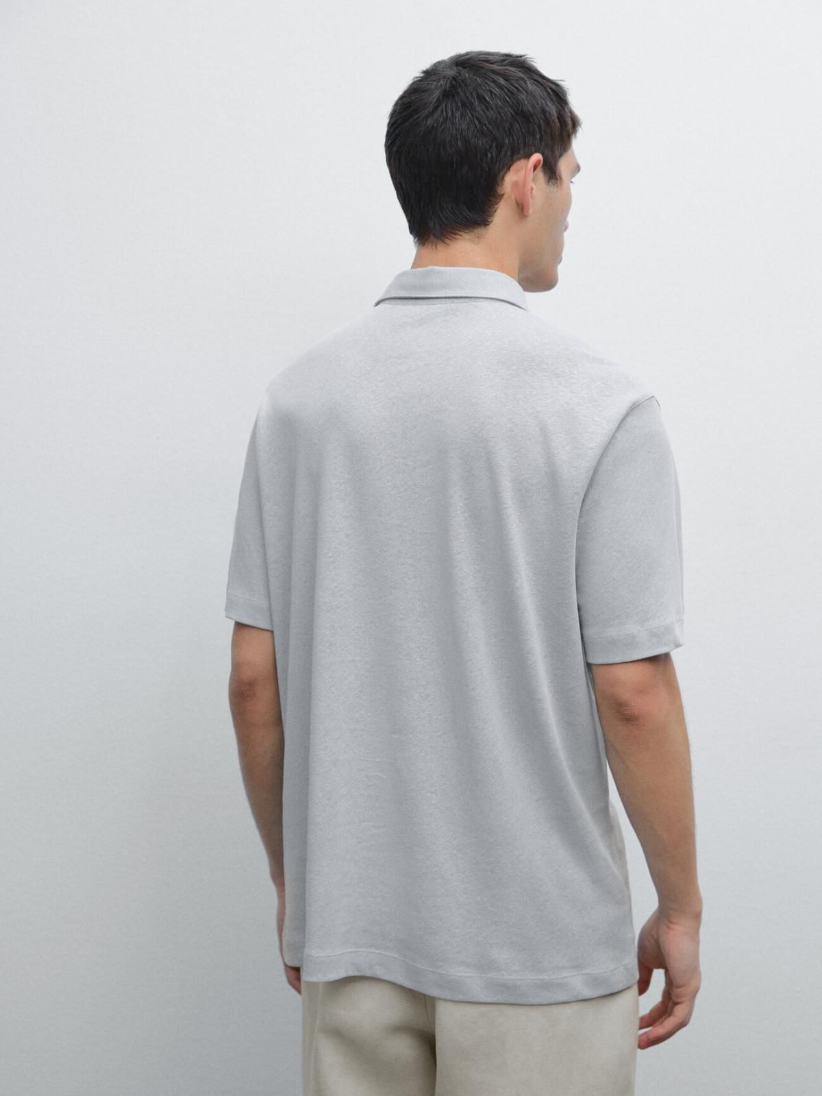 마시모두띠 리넨 블렌드 슬림핏 반팔 폴로셔츠 0604/157 LIGHT BLUE - 상세 이미지 5