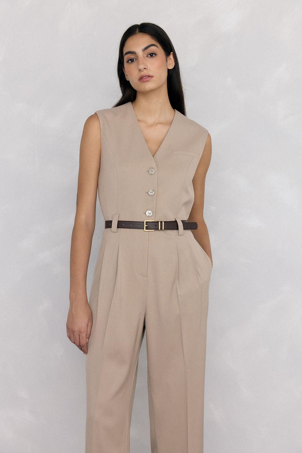 페드로 델 이에로 테일러드 벨트 점프수트 5892400 BEIGE - 상세 이미지 3