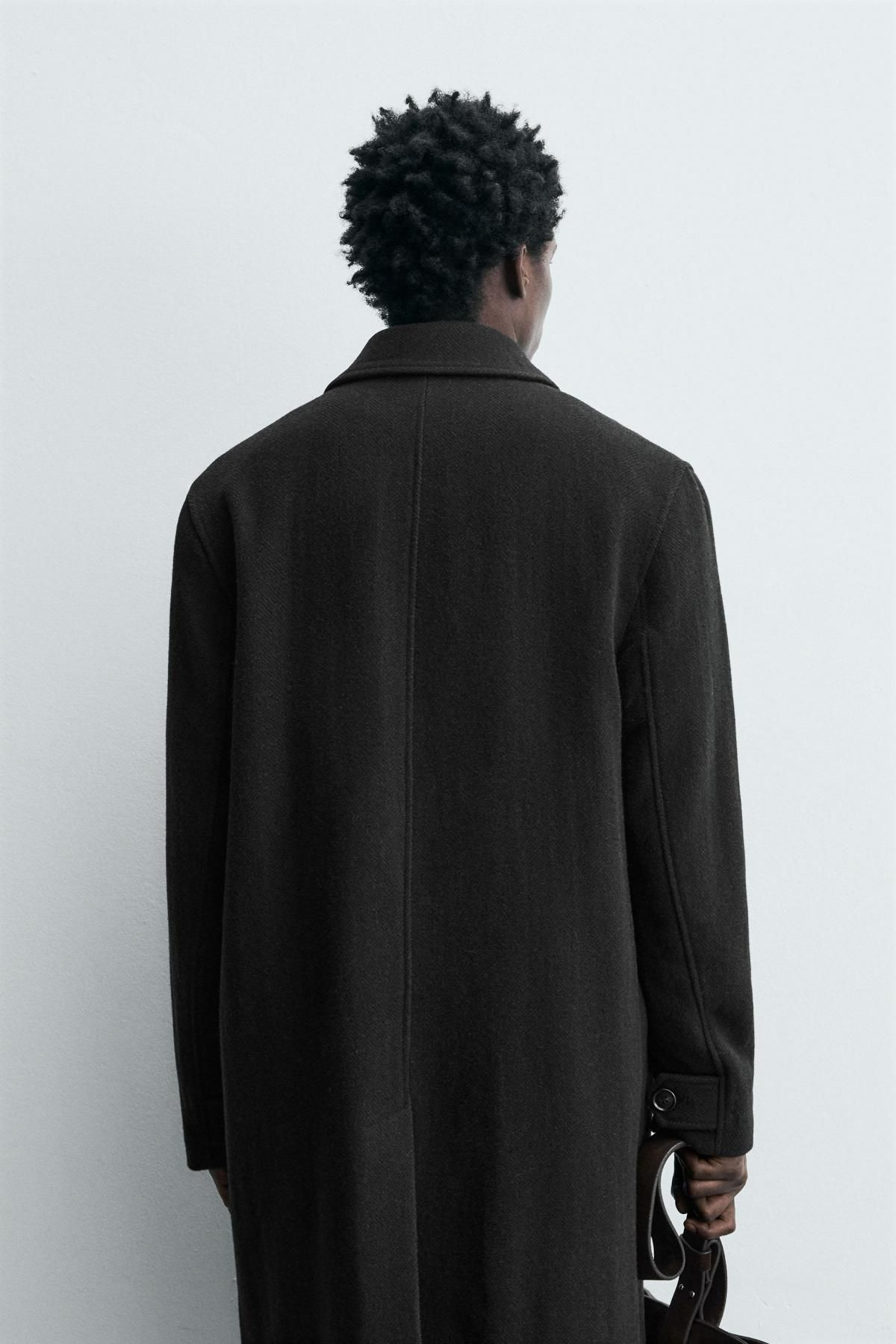 자라 클래식 헤링본 울 남성 싱글코트 2949/400 DARK KHAKI - 상세 이미지 4