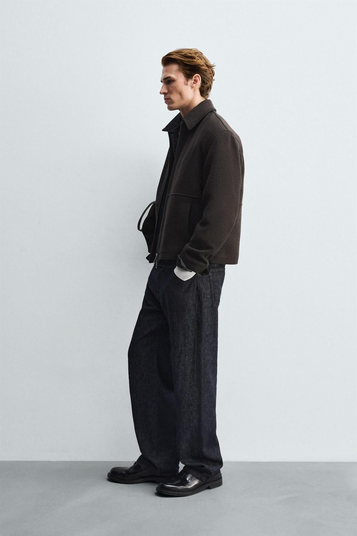 자라 테크니컬 울블렌드 텍스처 집업 재킷 8281/211 BROWN - 상세 이미지 5