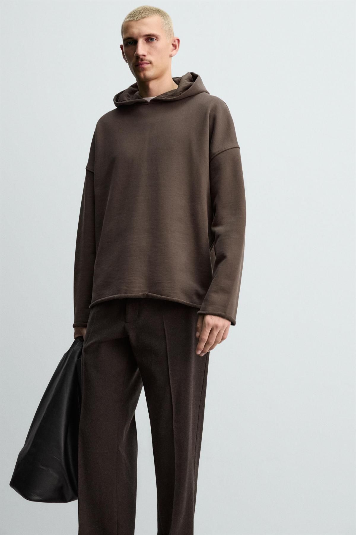 자라 릴랙스핏 코튼 후드 스웨트셔츠 4087/381 BROWN 이미지 8