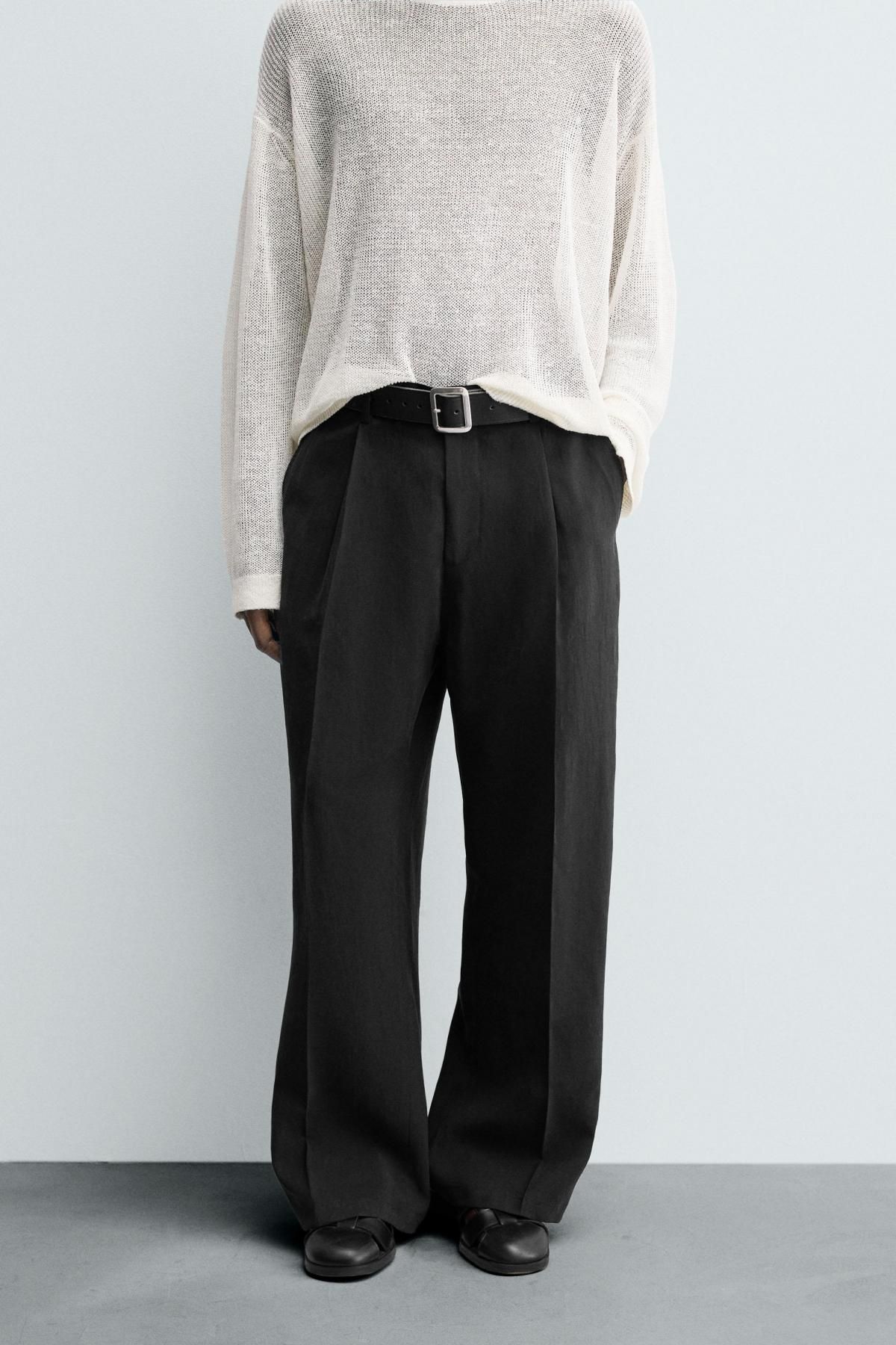 자라 와이드 플루이드 수트 팬츠 5644/063 BLACK - 상세 이미지 3