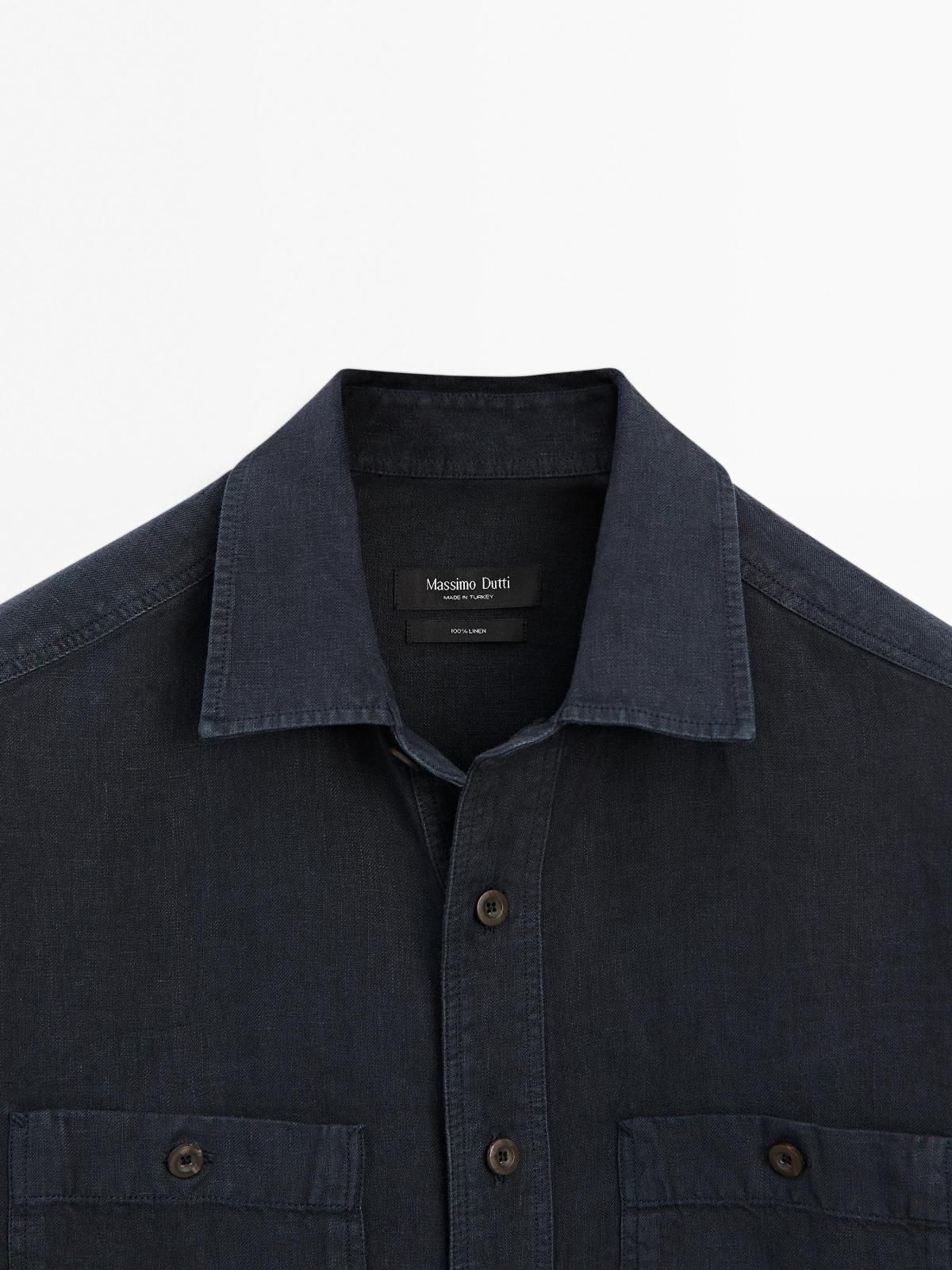 마시모두띠 리넨 릴랙스핏 오버셔츠 1743/285 NAVY BLUE - 상세 이미지 4