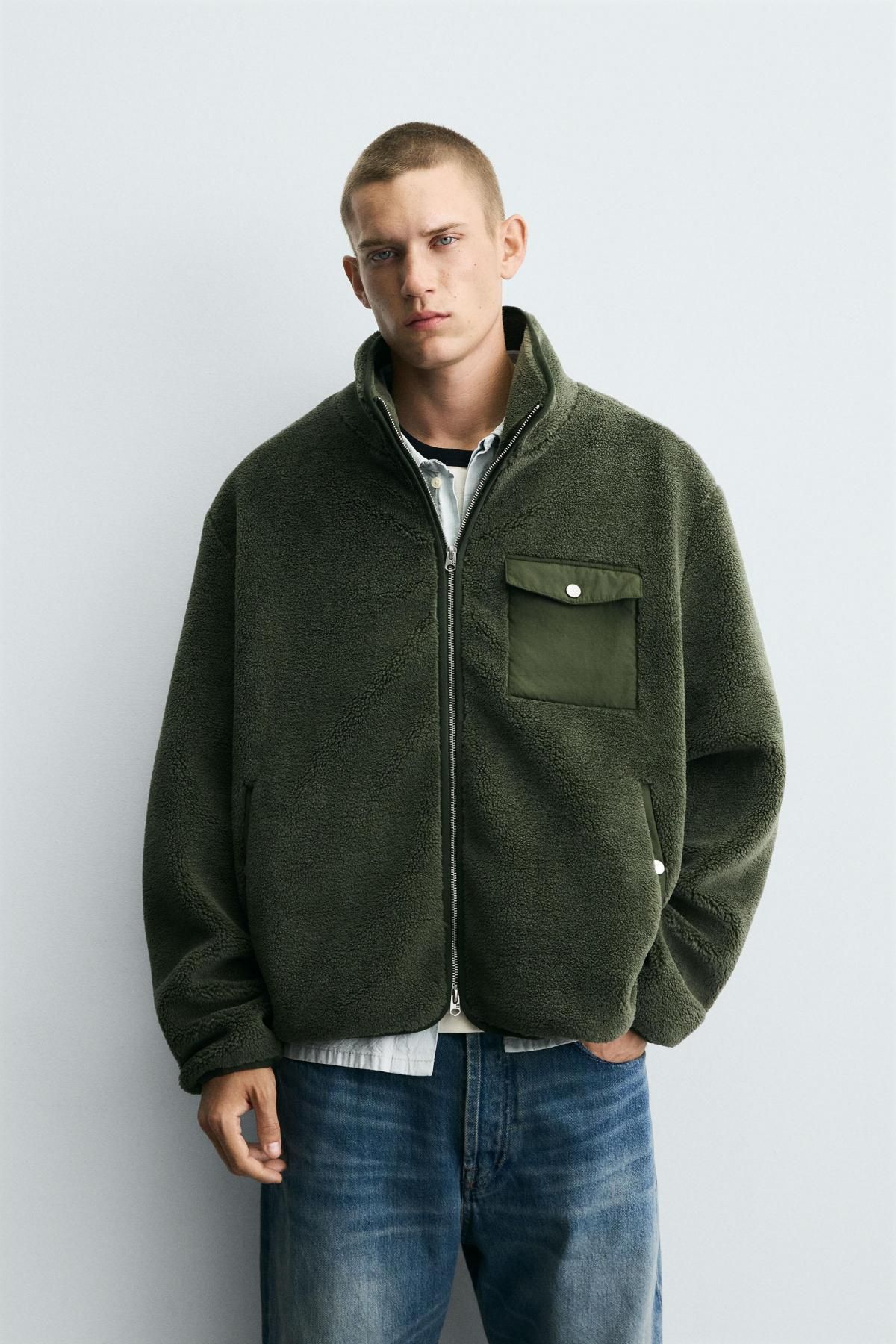 자라 테크니컬 플리스 집업 재킷 8281/900 KHAKI - 상세 이미지 3