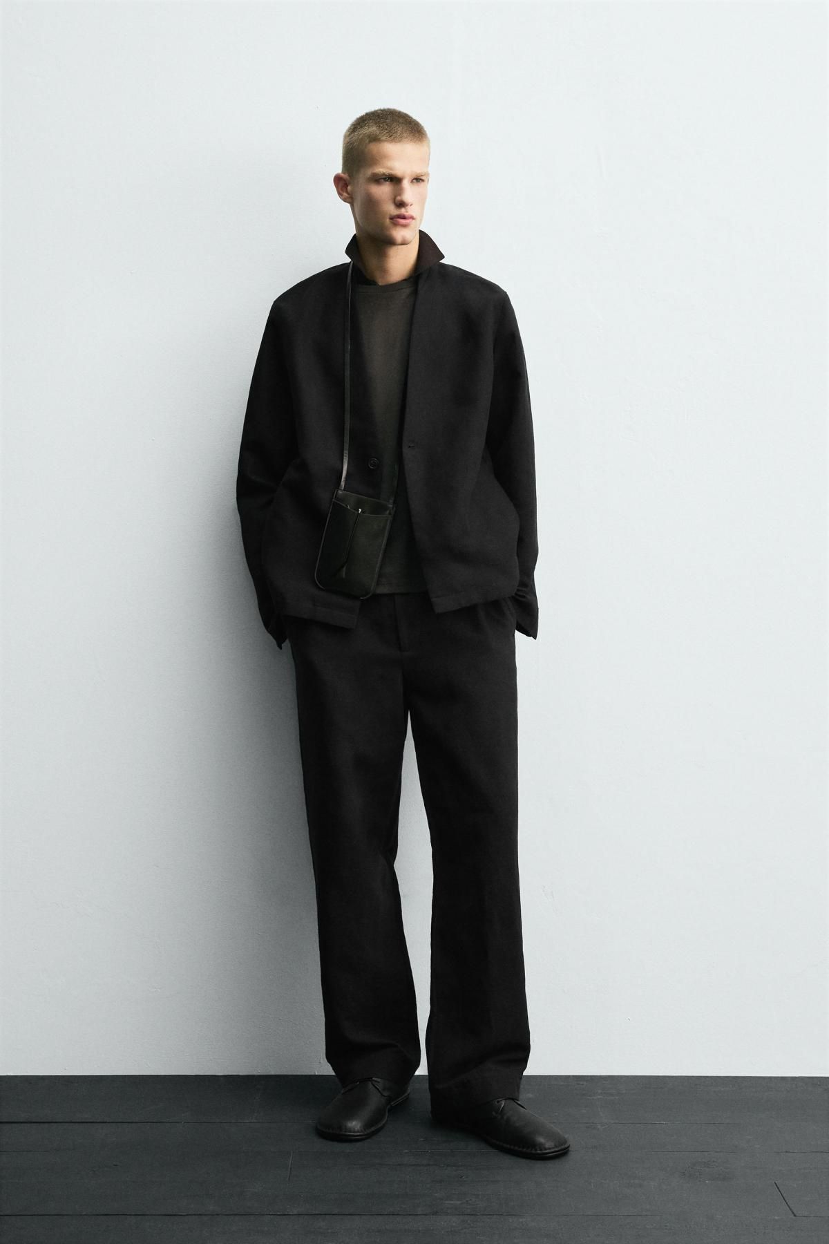 자라 코튼 리넨 미니멀 노카라 블레이저 5765/237 BLACK - 상세 이미지 2