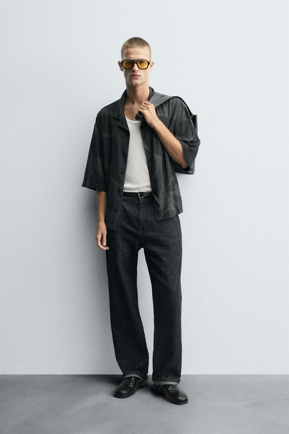 자라 비스코스 린넨 릴렉스핏 반팔 셔츠 5956/458 DARK GREY - 상세 이미지 2