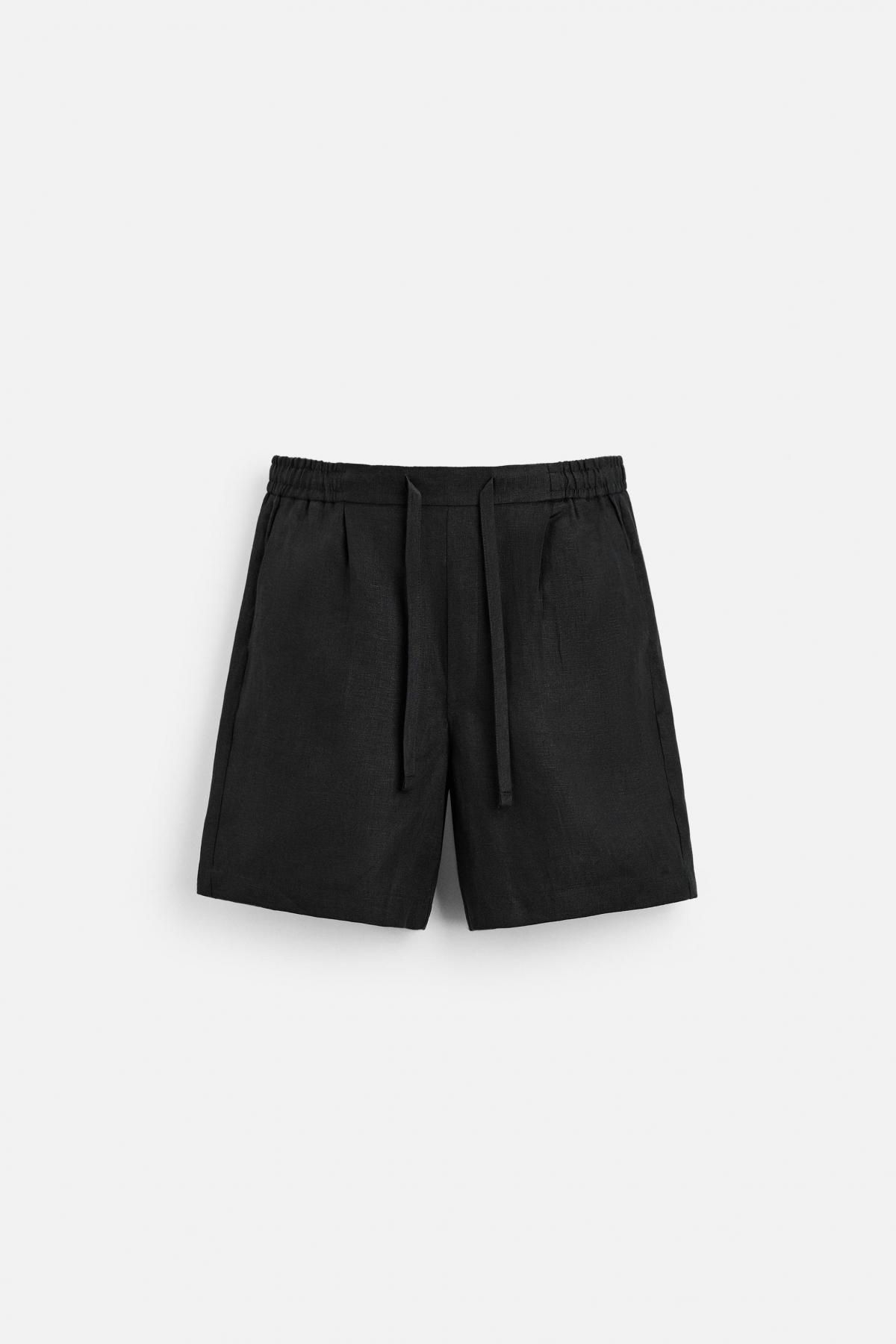 자라 100 리넨 버뮤다 쇼츠 5070/118 BLACK - 메인 이미지