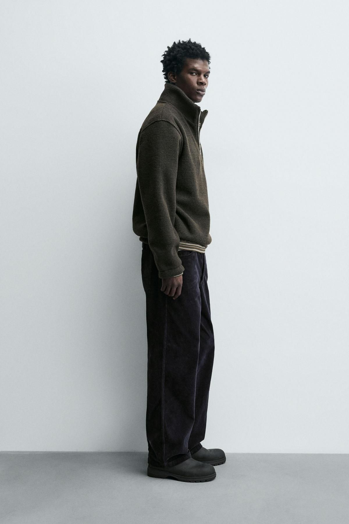 자라 테크니컬 텍스처 지퍼넥 스웨트셔츠 4087/354 DARK GREEN - 상세 이미지 5