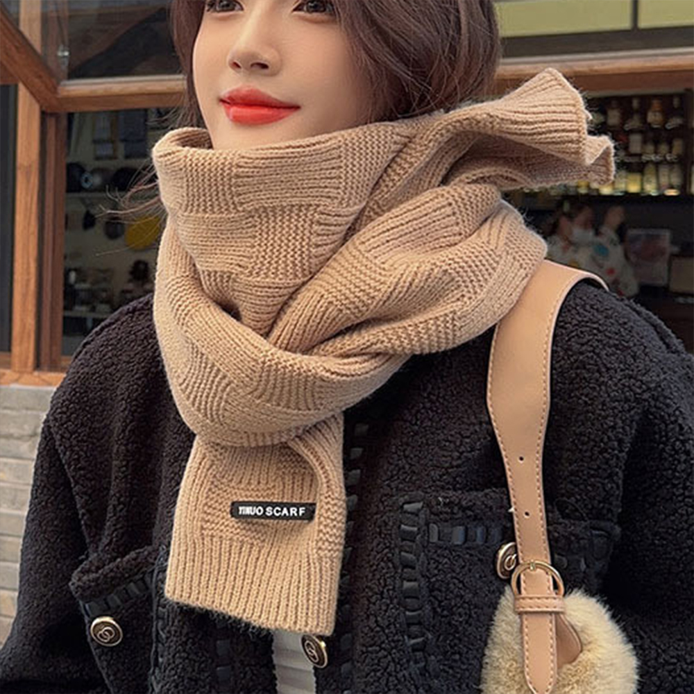 머플러 목도리 심플 니트 겨울 여자 패션 털 방한 무지 패션 간절기 여성 보온 부드러운 - 상품 이미지