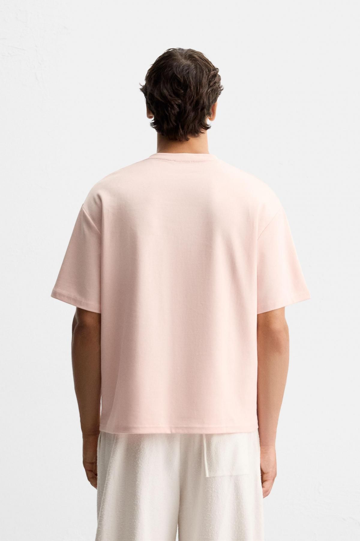 자라 레터링 자수 릴렉스핏 반팔 티셔츠 5584/439 PALE PINK - 상세 이미지 4