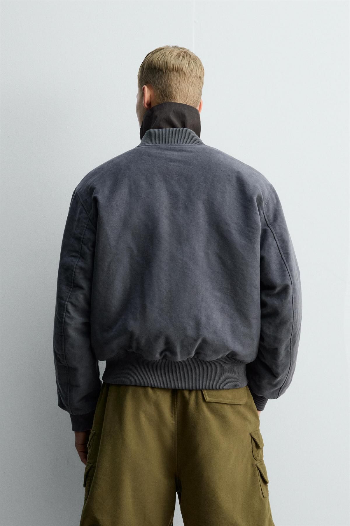 자라 텍스처 박시핏 봄버 재킷 X SRA 3918/154 BLUE / GREY - 상세 이미지 4