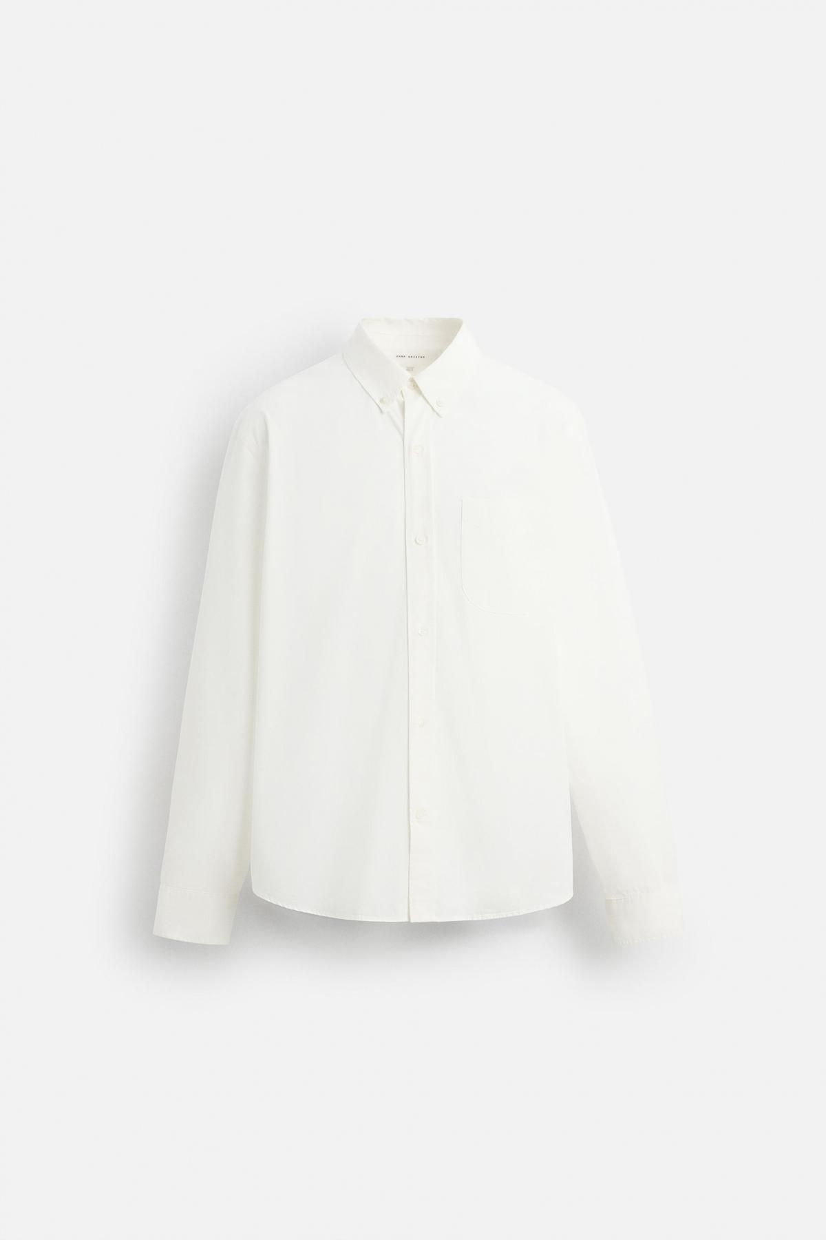 자라 코튼 레귤러핏 클래식 포켓 긴팔 셔츠 5679/573 WHITE - 메인 이미지