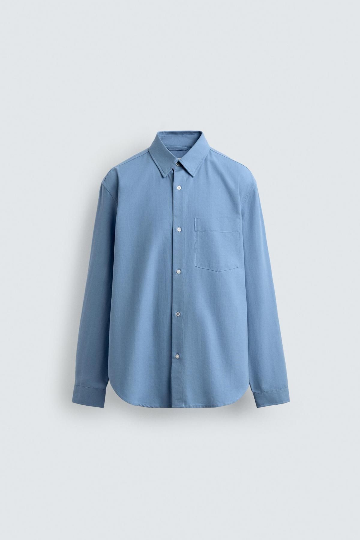 자라 텍스처 코튼 옥스포드 긴팔 셔츠 7446/346 BLUISH - 메인 이미지