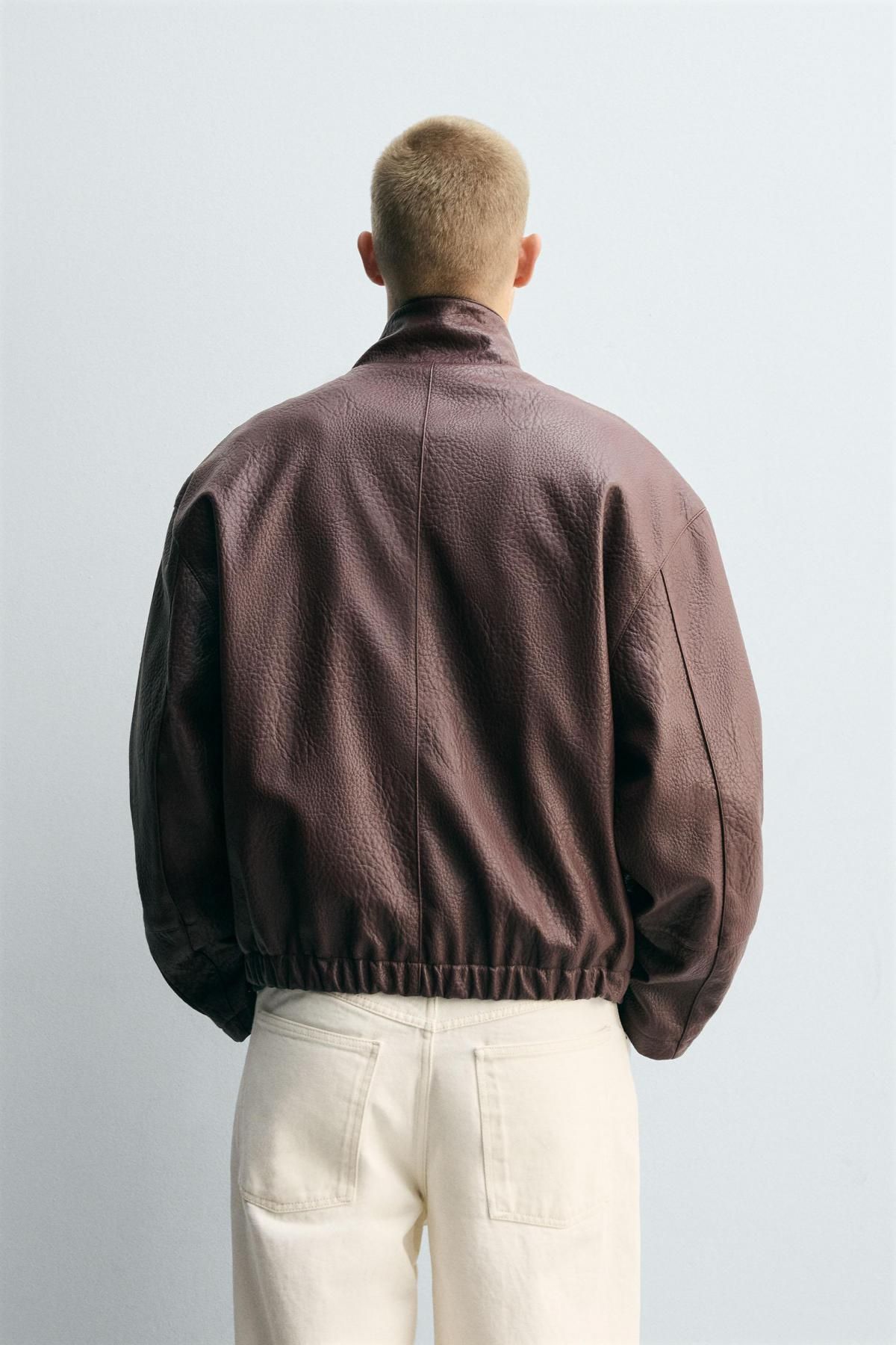 자라 테크니컬 레더 이펙트 텍스처 블루종 재킷 6318/306 BURGUNDY - 상세 이미지 4
