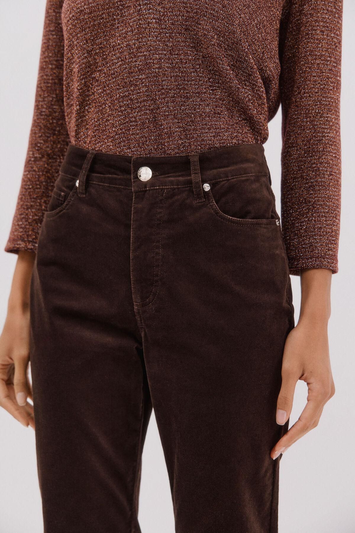 꼬르떼피엘 벨벳 컴포트 하이웨이스트 스트레이트 팬츠 8722329 MARRON OSCURO - 상세 이미지 3
