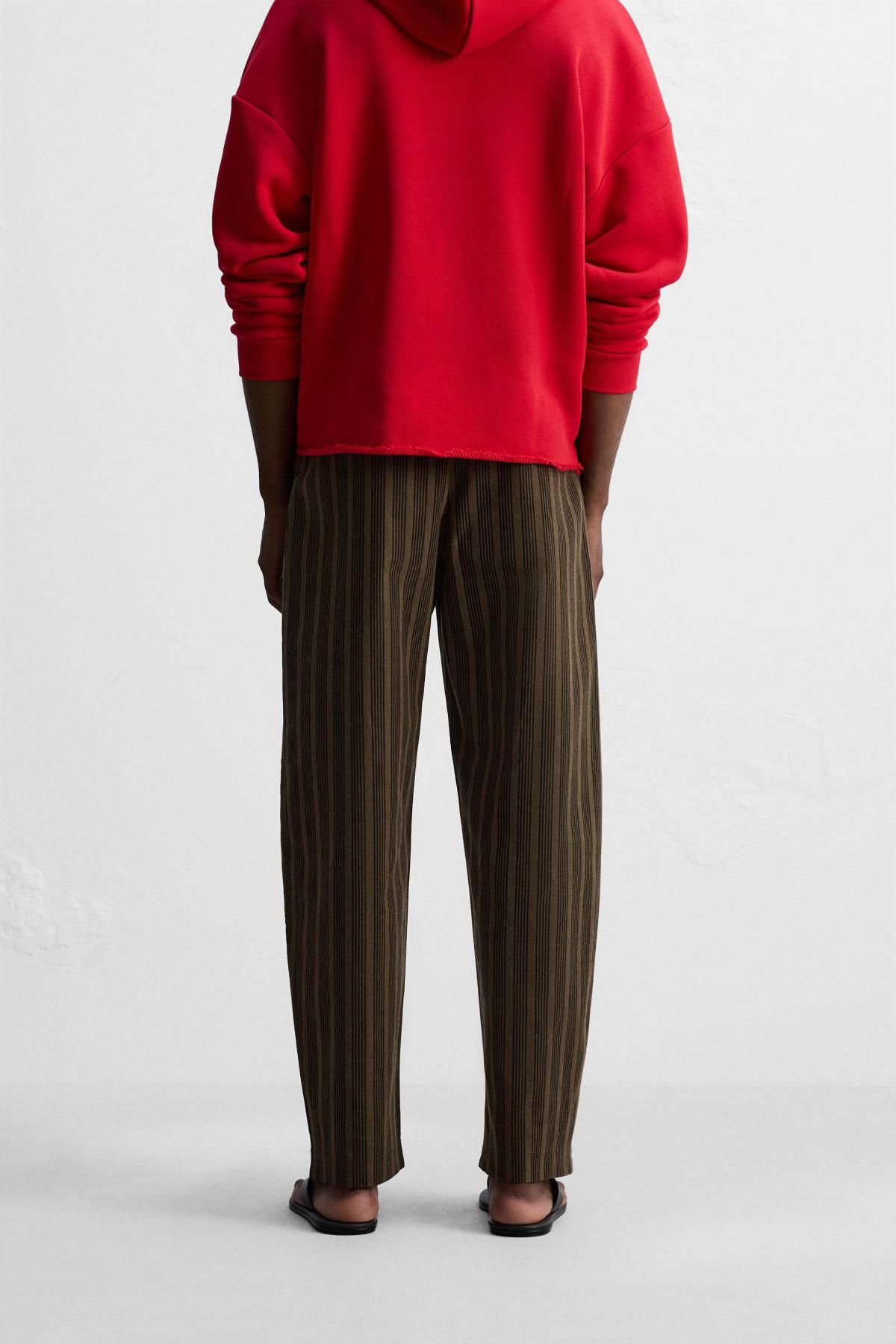 자라 스트라이프 배기핏 테크니컬 팬츠 5745/300 BRICK - 상세 이미지 4