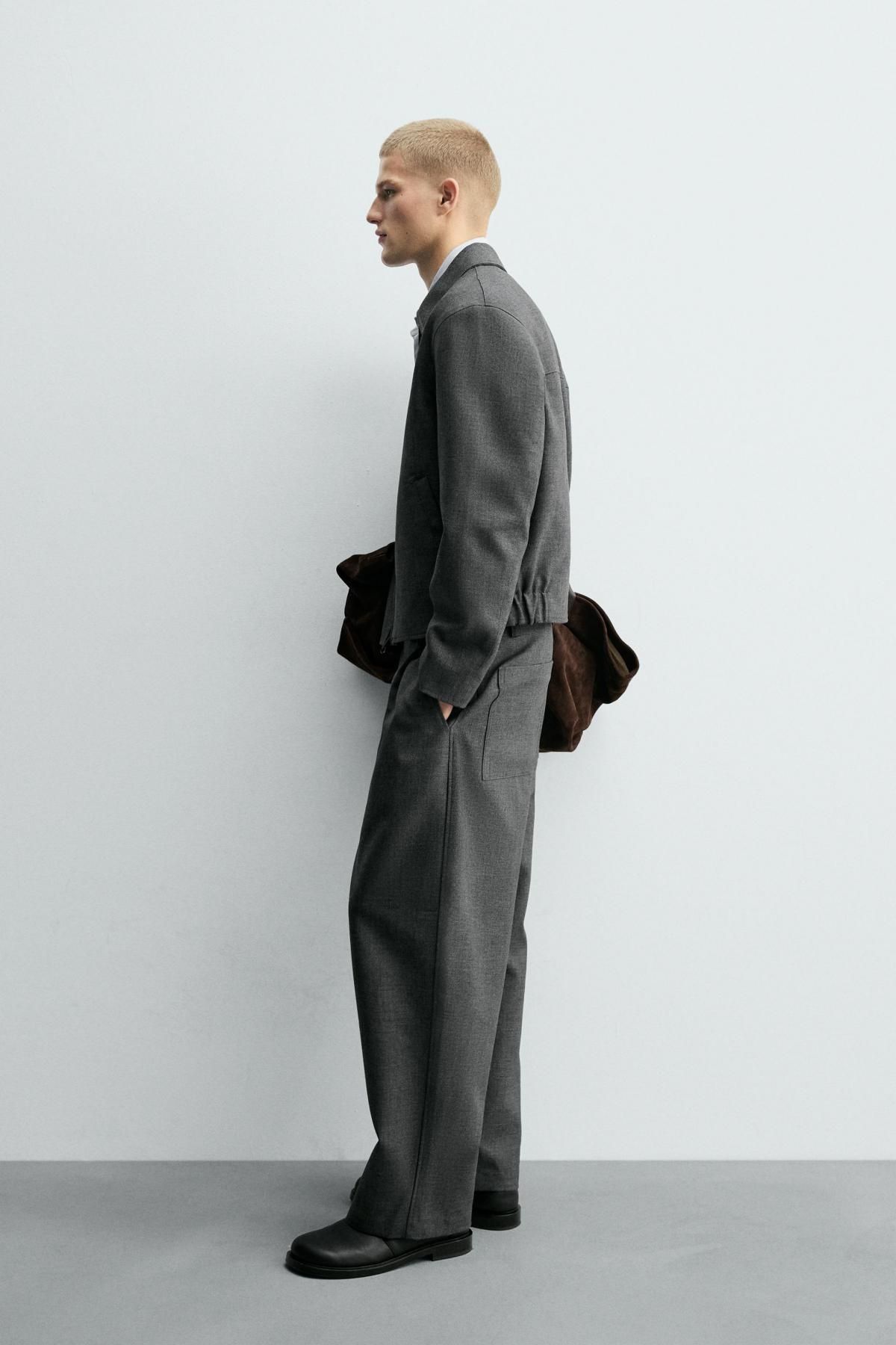 자라 미니멀 테크니컬 울 블렌드 크롭핏 재킷 8281/550 GREY MARL - 상세 이미지 5