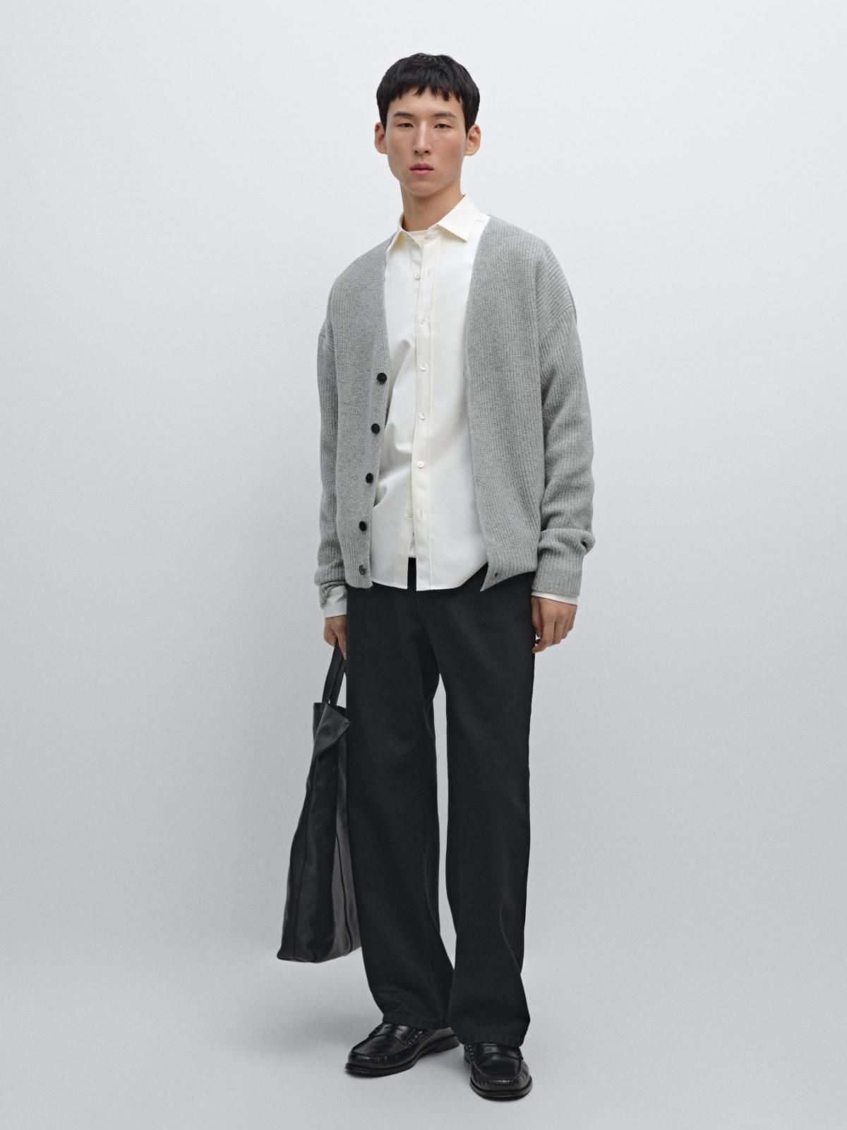 마시모두띠 미니멀 울블렌드 브이넥 니트 가디건 0971/700 PALE GREY - 상세 이미지 2