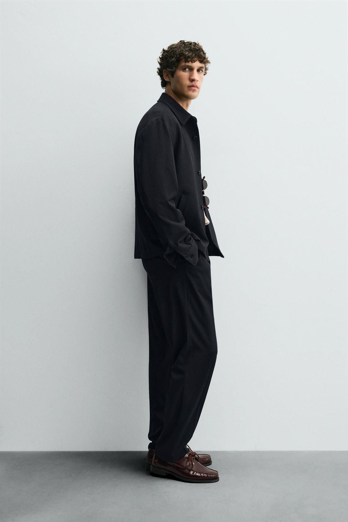 자라 테크니컬 플리츠 레귤러핏 팬츠 5935/448 NAVY BLUE - 상세 이미지 4