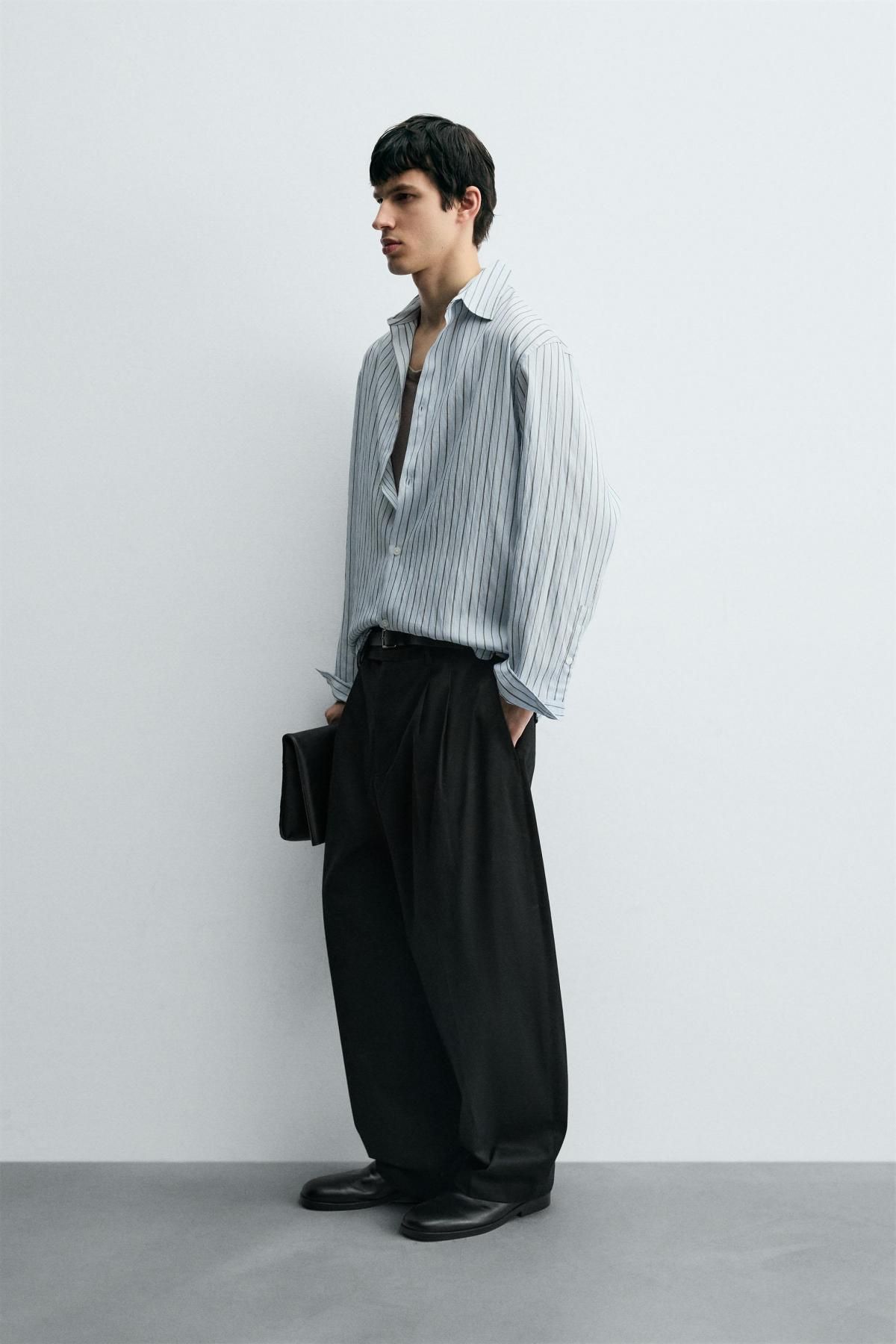 자라 스트라이프 테크니컬 텍스처 긴팔 셔츠 0794/100 LIGHT SKY BLUE - 상세 이미지 5