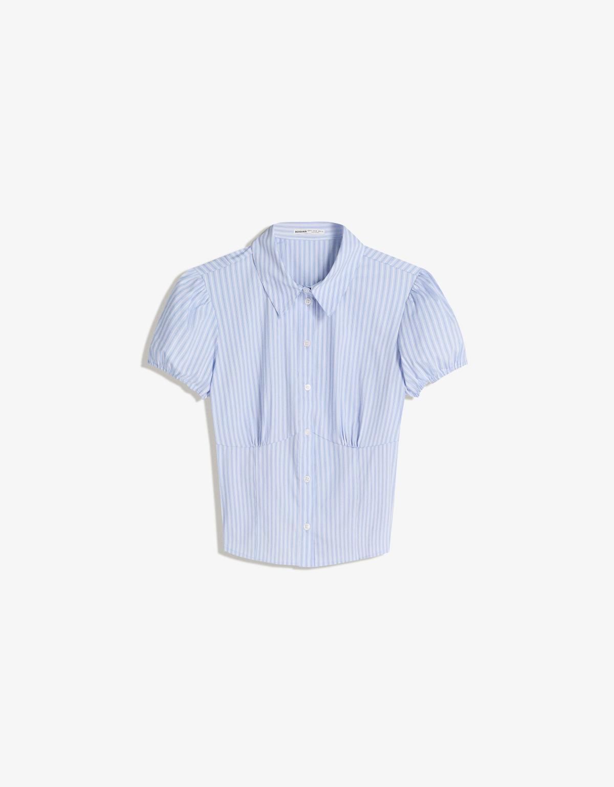 버쉬카 스트라이프 베이직 반팔 셔츠 6268/008 LIGHT BLUE - 상세 이미지 2